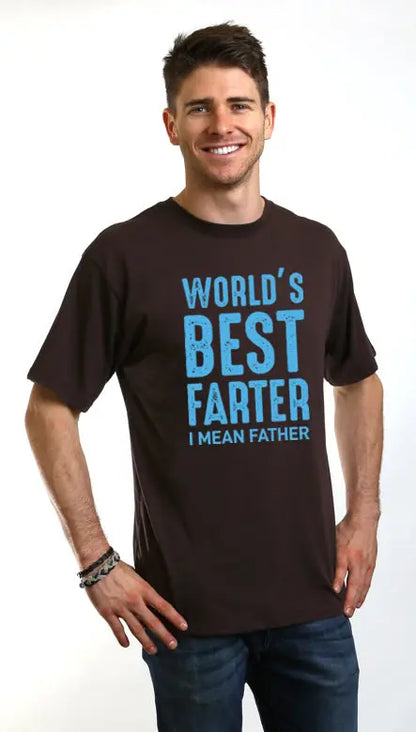World's Best Farter Men's Bamboo Viscose/Organic Cotton Short Sleeve Graphic T-Shirt Spun Bamboo