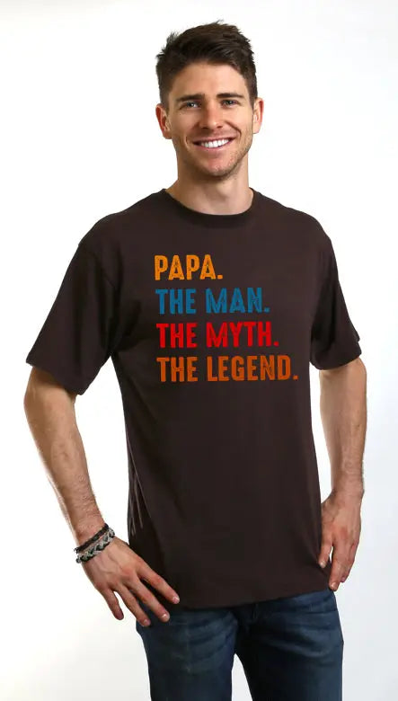 Papa, the Man, the Myth, the Legend Men's Bamboo Viscose/Organic Cotton Short Sleeve Graphic T-Shirt Spun Bamboo