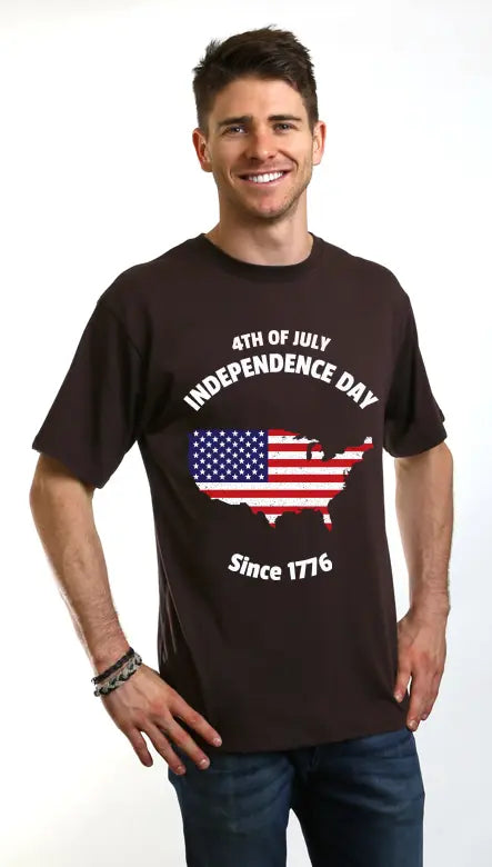 4th of July Men's Bamboo Viscose/Organic Cotton Short Sleeve Graphic T-Shirt Spun Bamboo