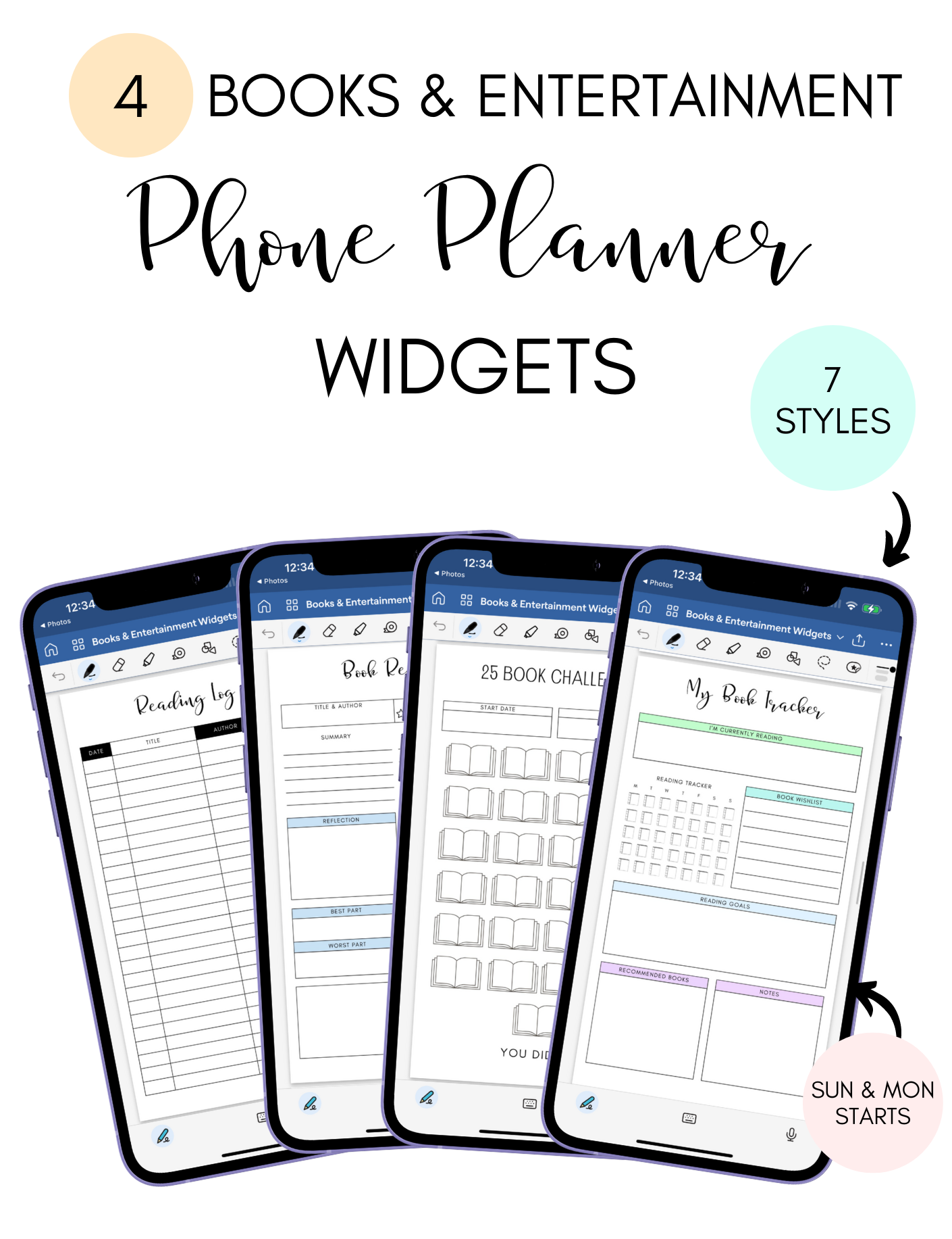 Digital Phone Planner Books & Entertainment Widgets Jessica Autumn