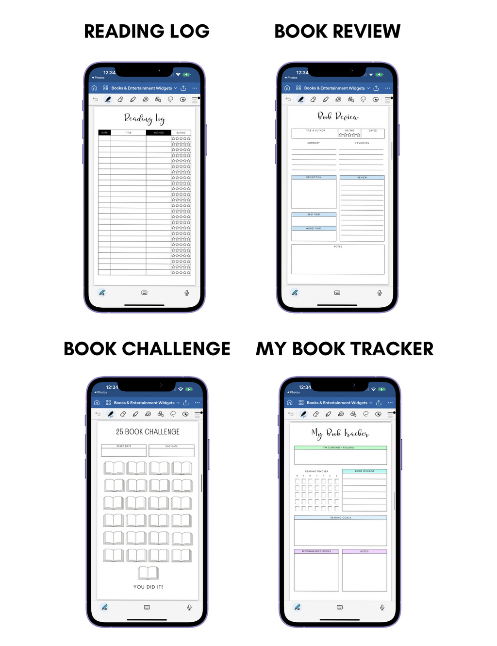 Digital Phone Planner Books & Entertainment Widgets Jessica Autumn