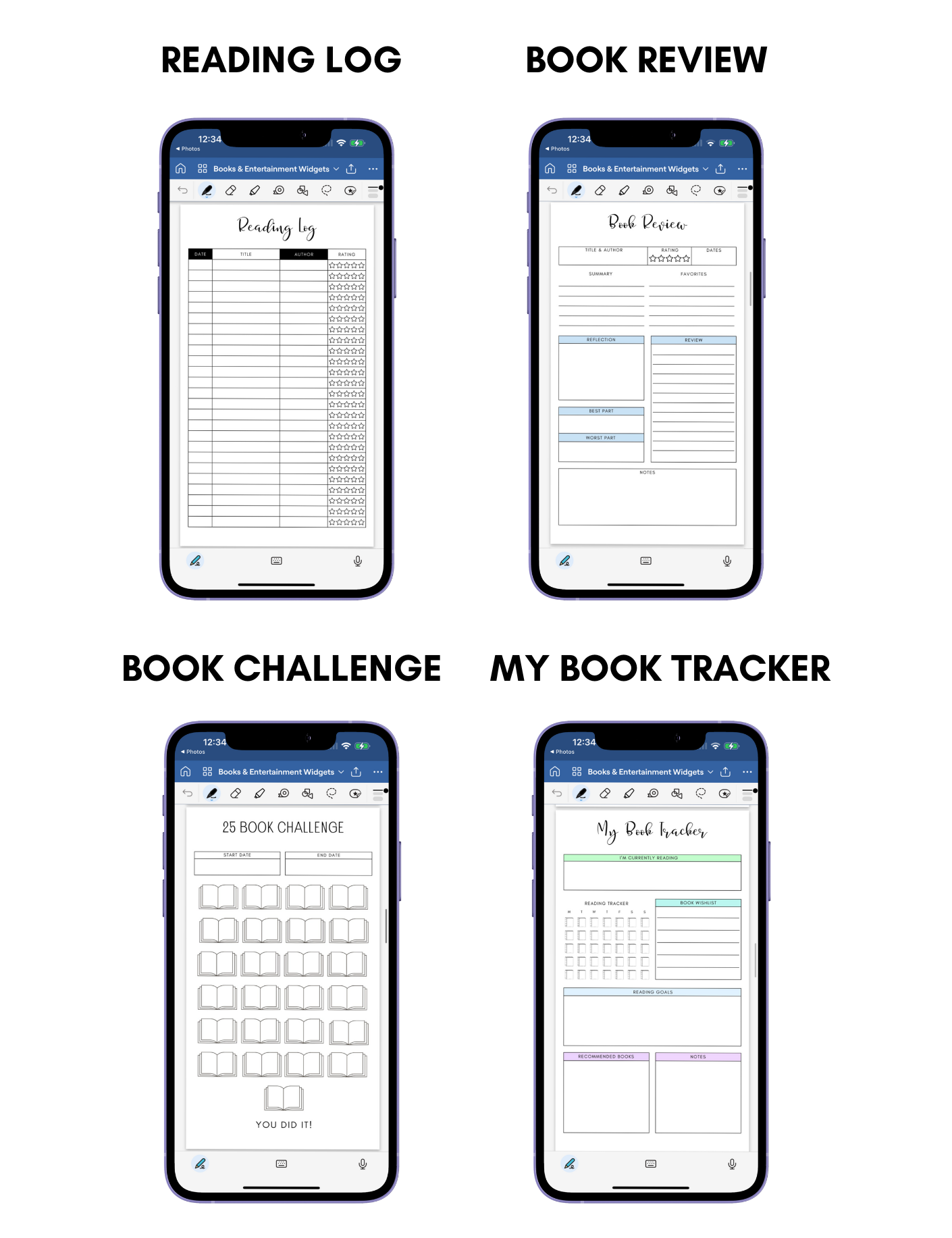 Digital Phone Planner Books & Entertainment Widgets Jessica Autumn