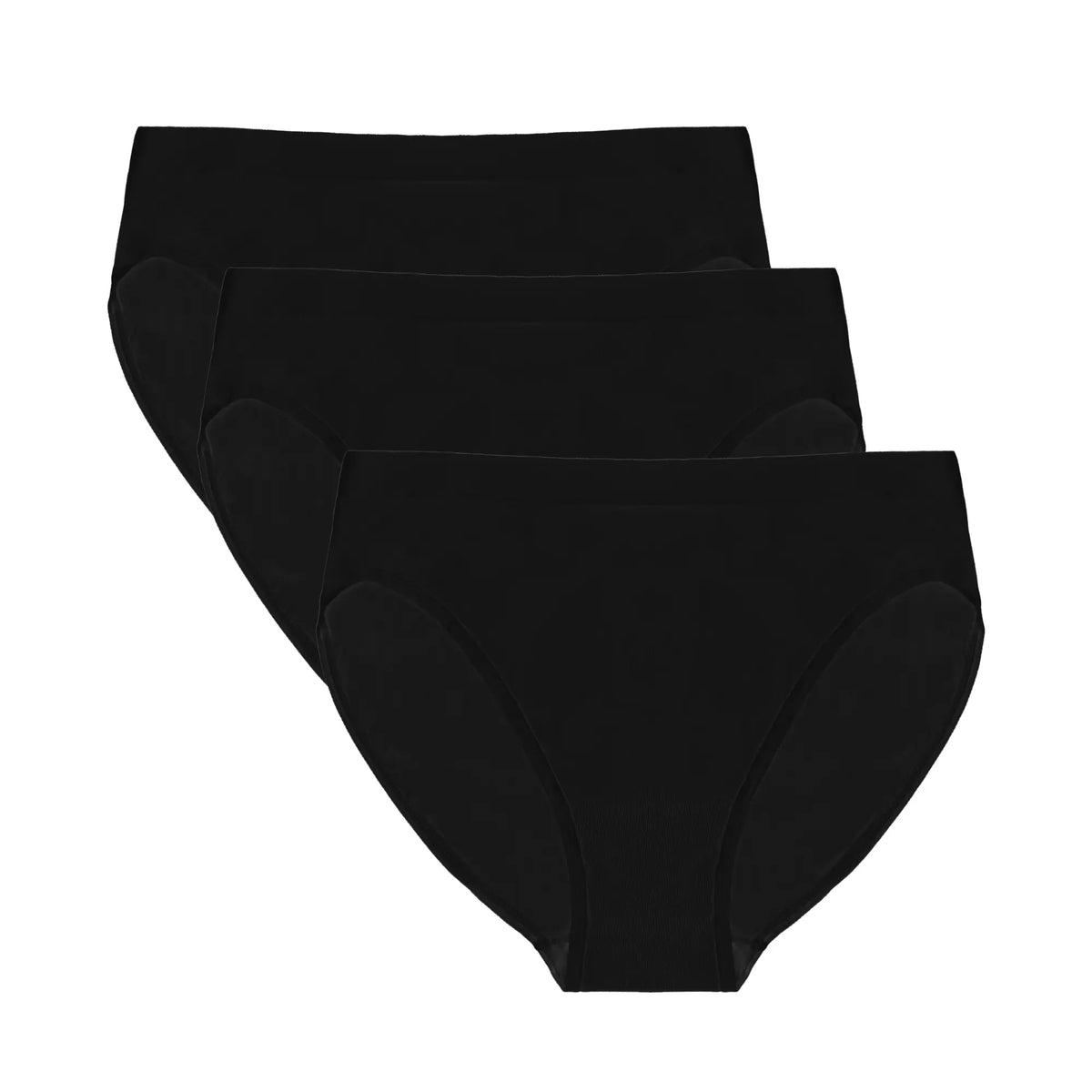 Women's Bamboo/Cotton High Leg Brief Style Underwear Black Color - 3-pack Spun Bamboo