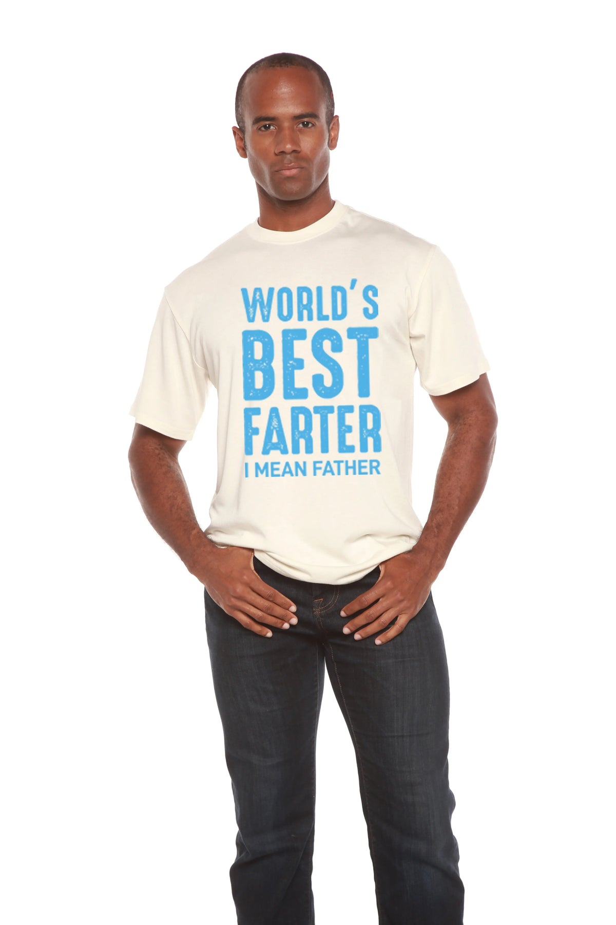 World's Best Farter Men's Bamboo Viscose/Organic Cotton Short Sleeve Graphic T-Shirt Spun Bamboo