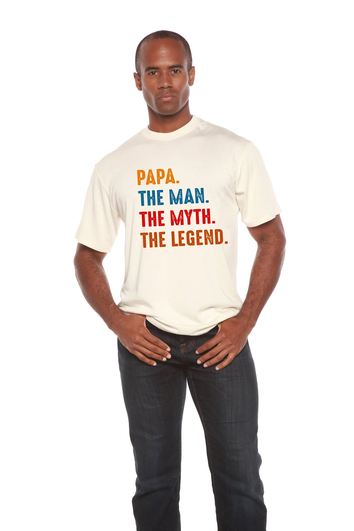 Papa, the Man, the Myth, the Legend Men's Bamboo Viscose/Organic Cotton Short Sleeve Graphic T-Shirt Spun Bamboo