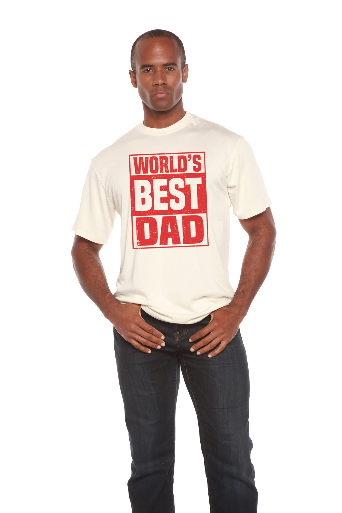 World's Best Dad Men's Bamboo Viscose/Organic Cotton Short Sleeve Graphic T-Shirt Spun Bamboo