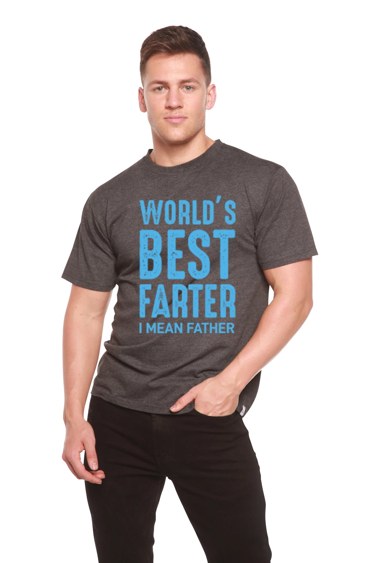 World's Best Farter Men's Bamboo Viscose/Organic Cotton Short Sleeve Graphic T-Shirt Spun Bamboo