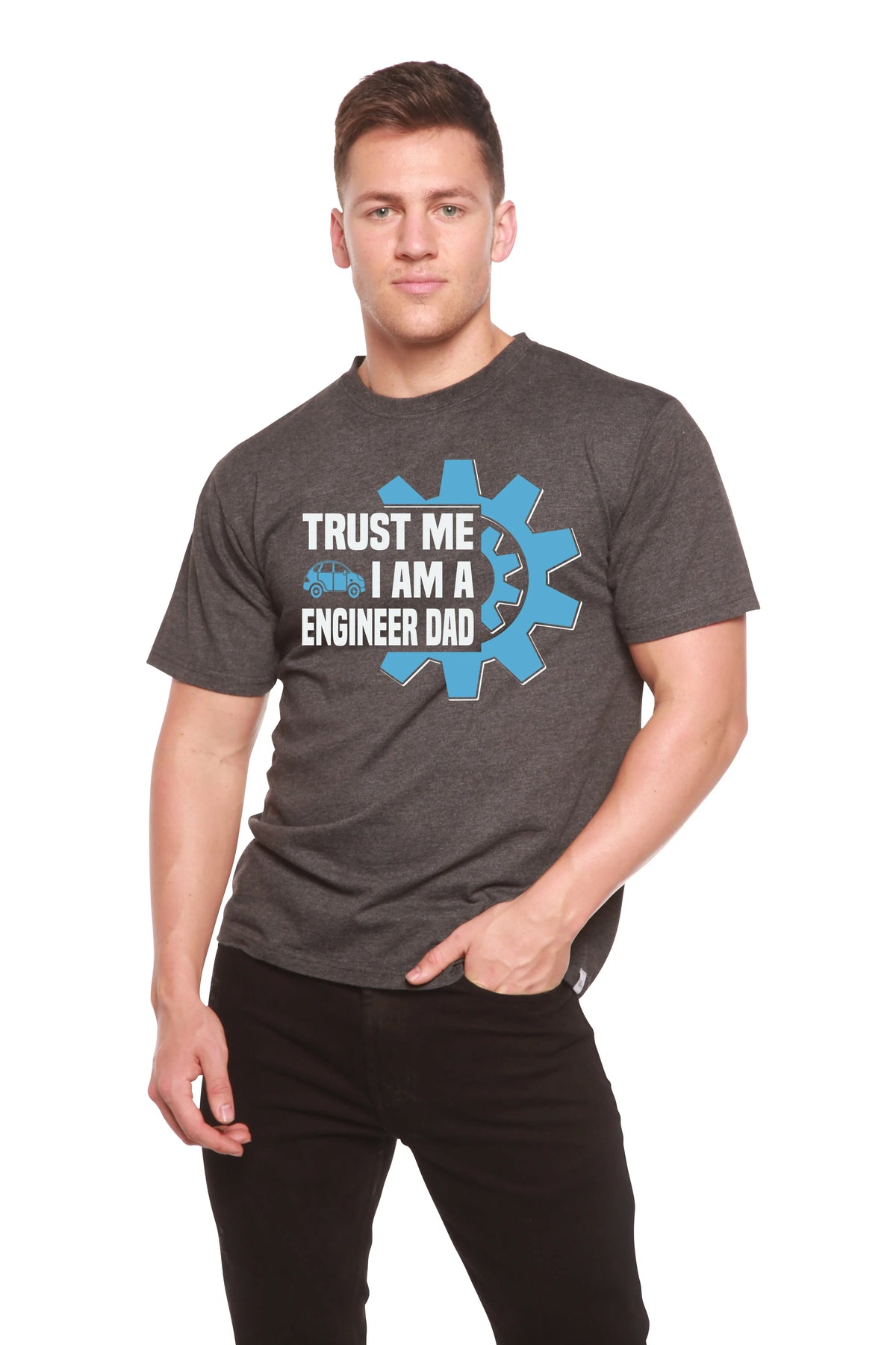 Trust Me I'm a Engineer Dad Men's Bamboo Viscose/Organic Cotton Short Sleeve Graphic T-Shirt Spun Bamboo