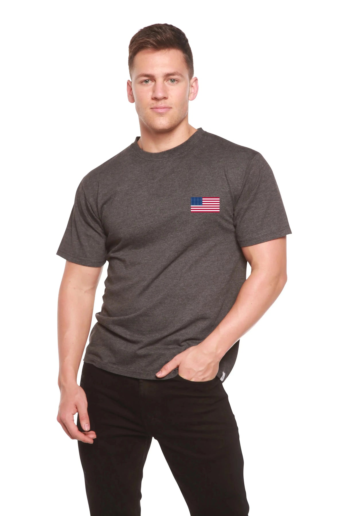 American Flag Men's Bamboo Viscose/Organic Cotton Short Sleeve Graphic T-Shirt Spun Bamboo
