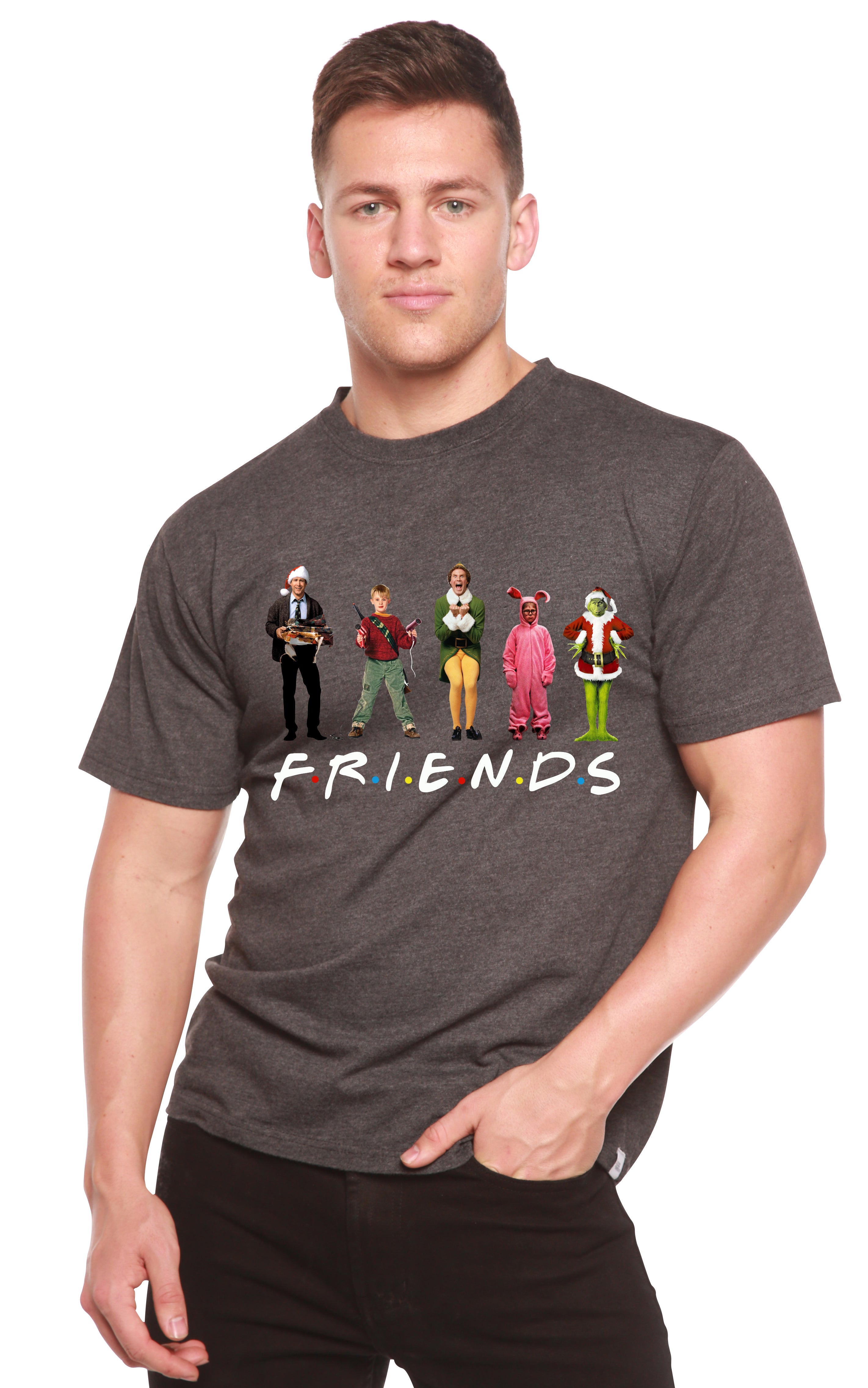 Funny Christmas Movies Printed Men's Bamboo T-Shirt Spun Bamboo