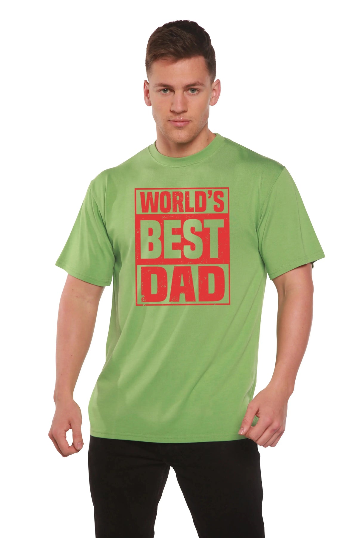 World's Best Dad Men's Bamboo Viscose/Organic Cotton Short Sleeve Graphic T-Shirt Spun Bamboo