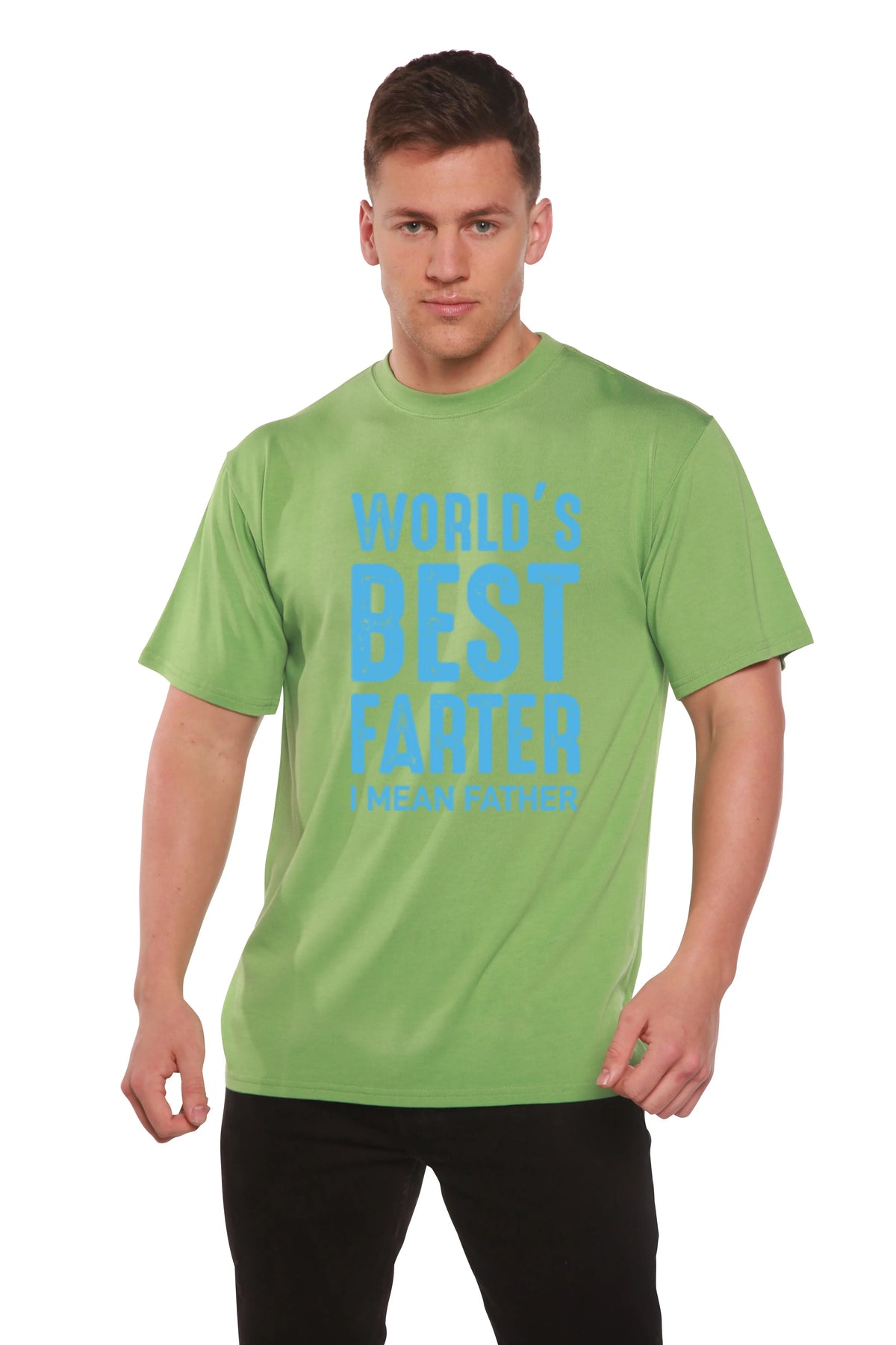 World's Best Farter Men's Bamboo Viscose/Organic Cotton Short Sleeve Graphic T-Shirt Spun Bamboo