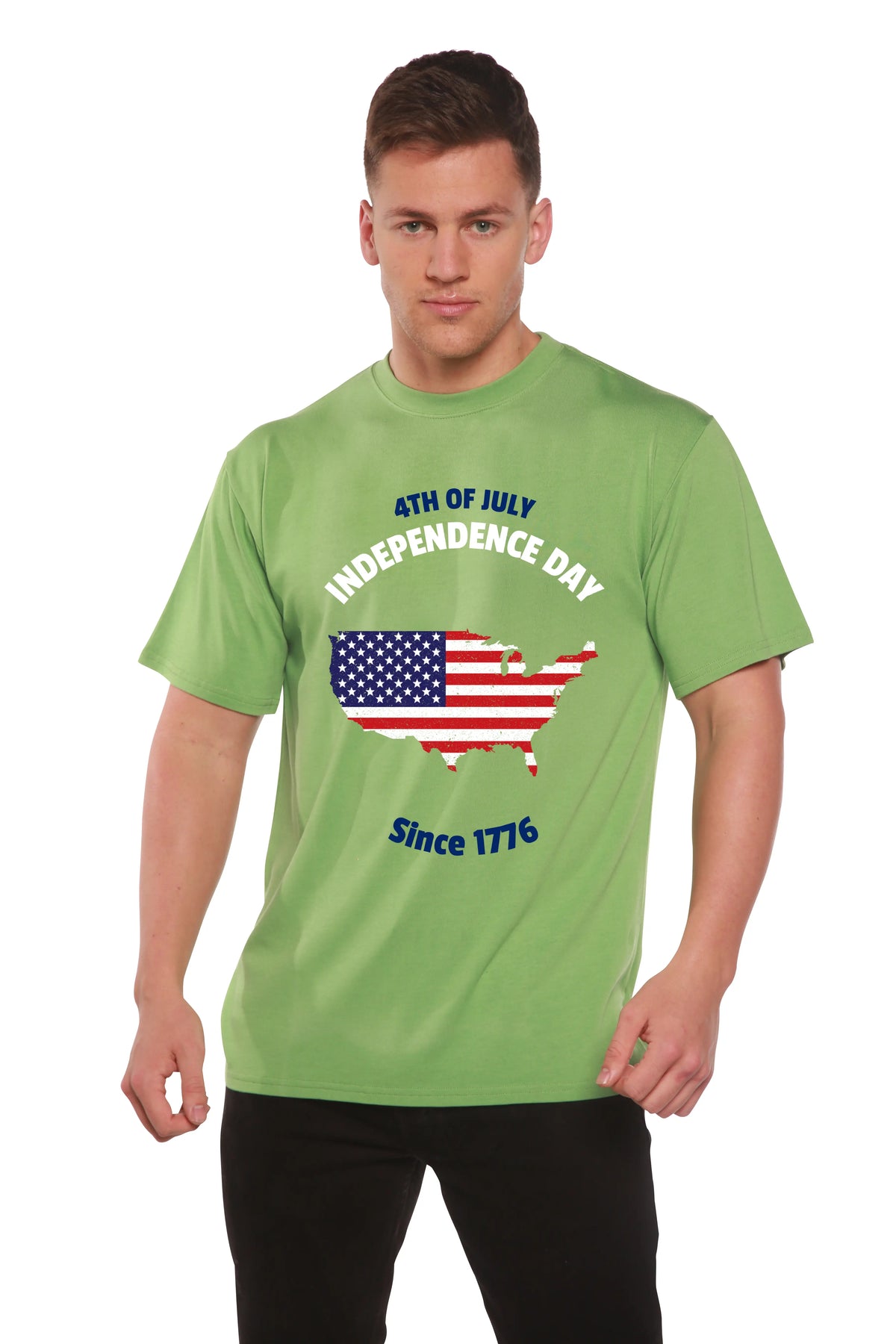 4th of July Men's Bamboo Viscose/Organic Cotton Short Sleeve Graphic T-Shirt Spun Bamboo