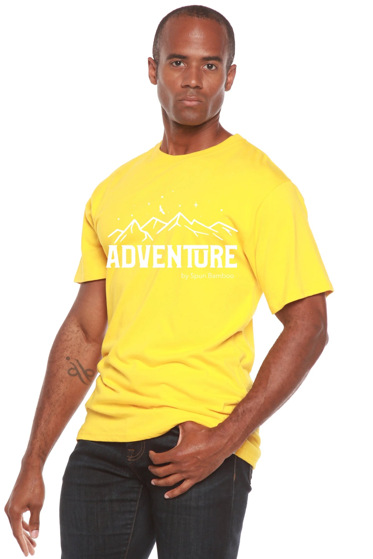 Adventure Printed Men's Bamboo Viscose/Organic Cotton Short Sleeve T-Shirt Spun Bamboo