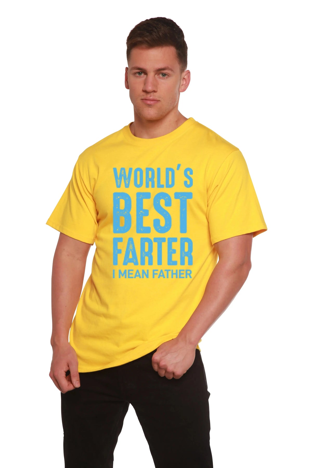 World's Best Farter Men's Bamboo Viscose/Organic Cotton Short Sleeve Graphic T-Shirt Spun Bamboo