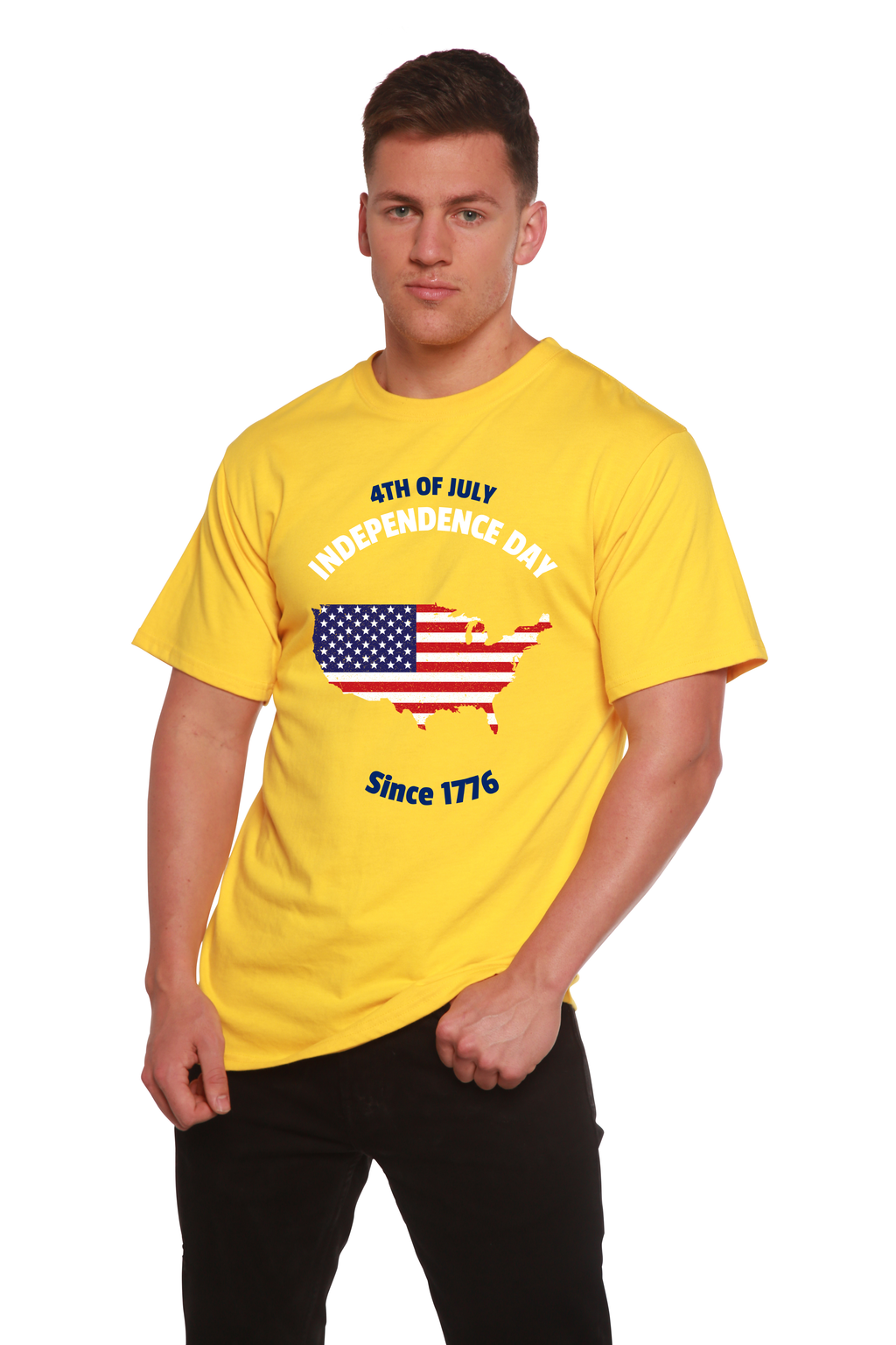 4th of July Men's Bamboo Viscose/Organic Cotton Short Sleeve Graphic T-Shirt Spun Bamboo