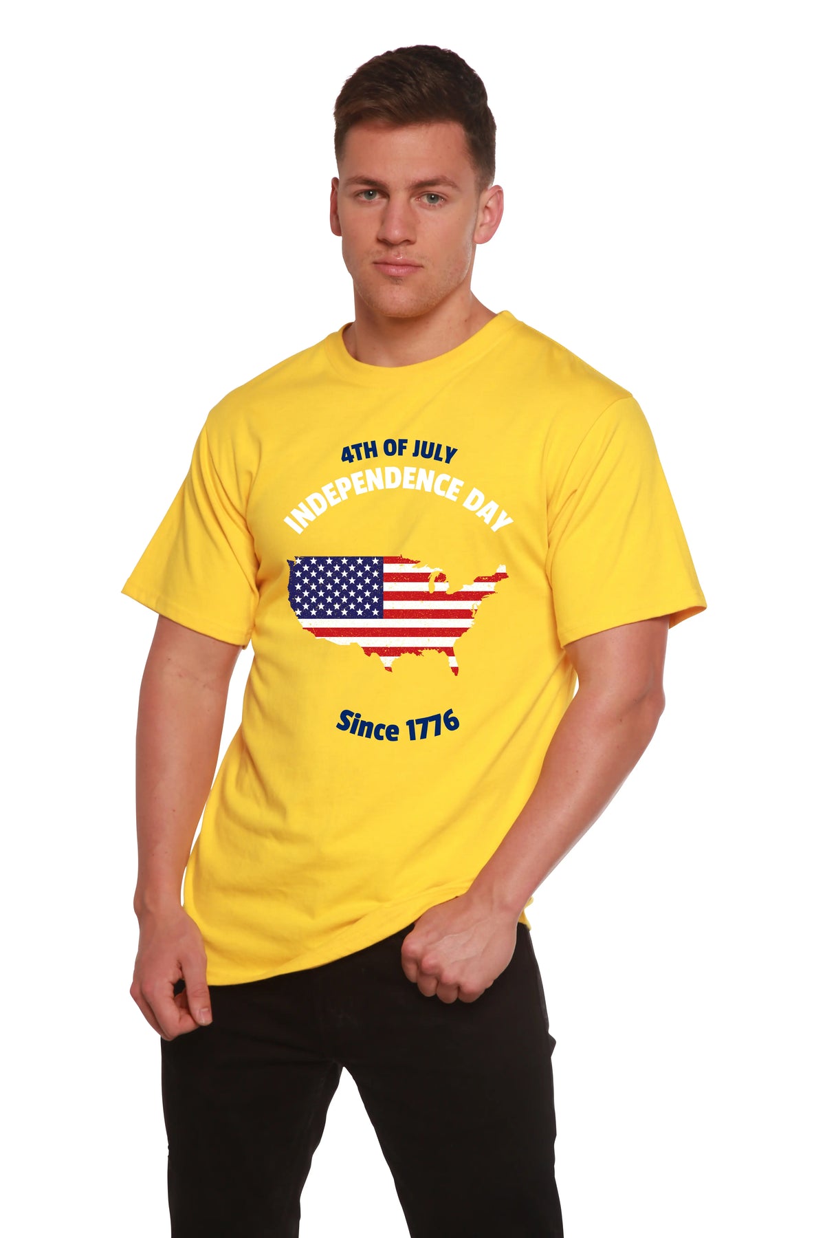 4th of July Men's Bamboo Viscose/Organic Cotton Short Sleeve Graphic T-Shirt Spun Bamboo