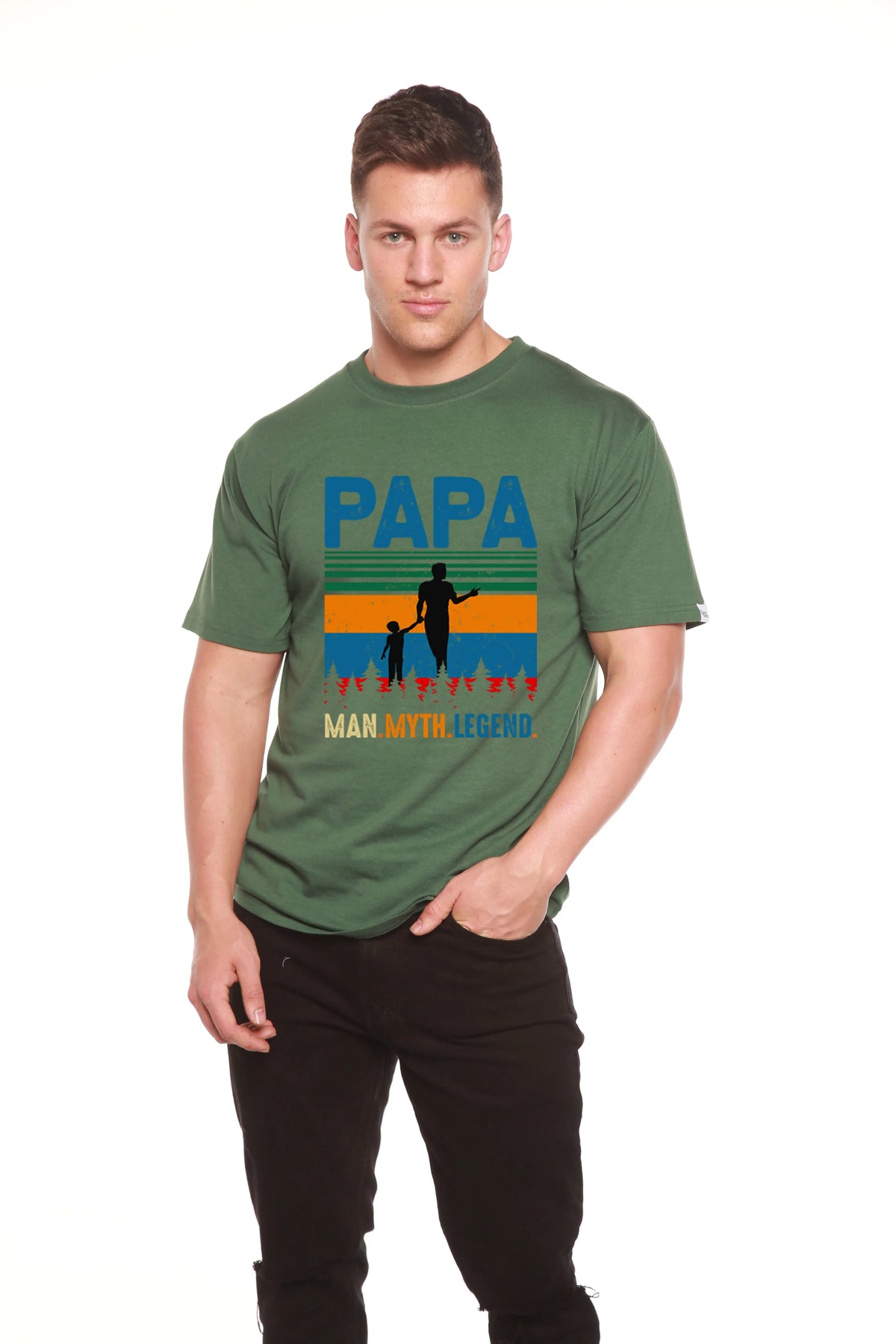 Papa Man, Myth, Legend Men's Bamboo Viscose/Organic Cotton Short Sleeve Graphic T-Shirt Spun Bamboo