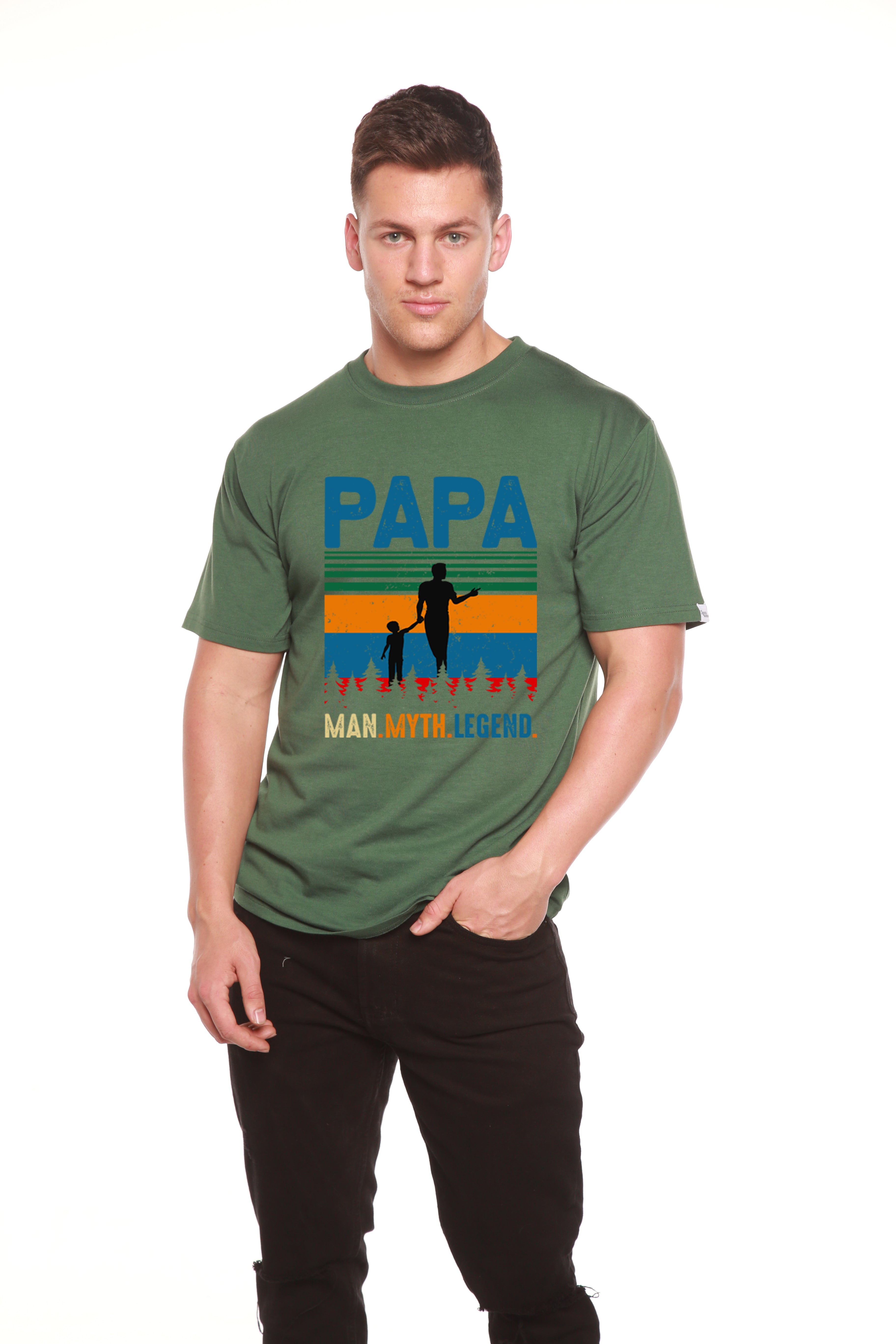Papa Man, Myth, Legend Men's Bamboo Viscose/Organic Cotton Short Sleeve Graphic T-Shirt Spun Bamboo