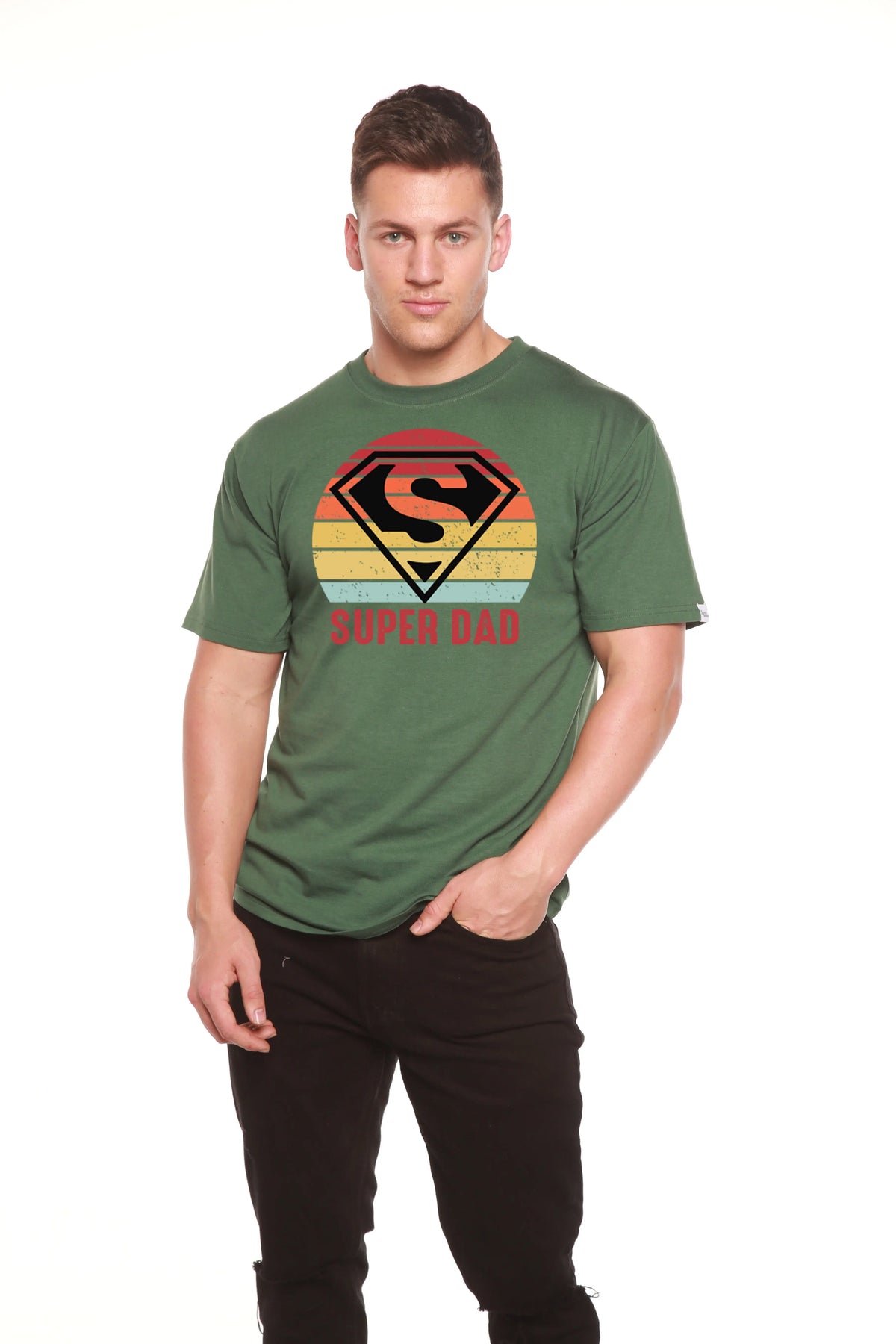 Super Dad Men's Bamboo Viscose/Organic Cotton Short Sleeve Graphic T-Shirt Spun Bamboo