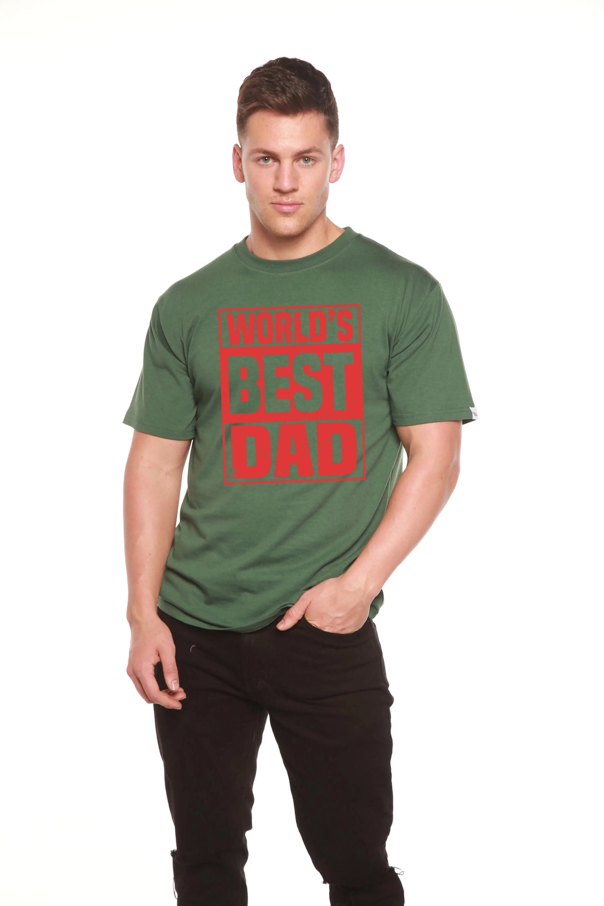 World's Best Dad Men's Bamboo Viscose/Organic Cotton Short Sleeve Graphic T-Shirt Spun Bamboo