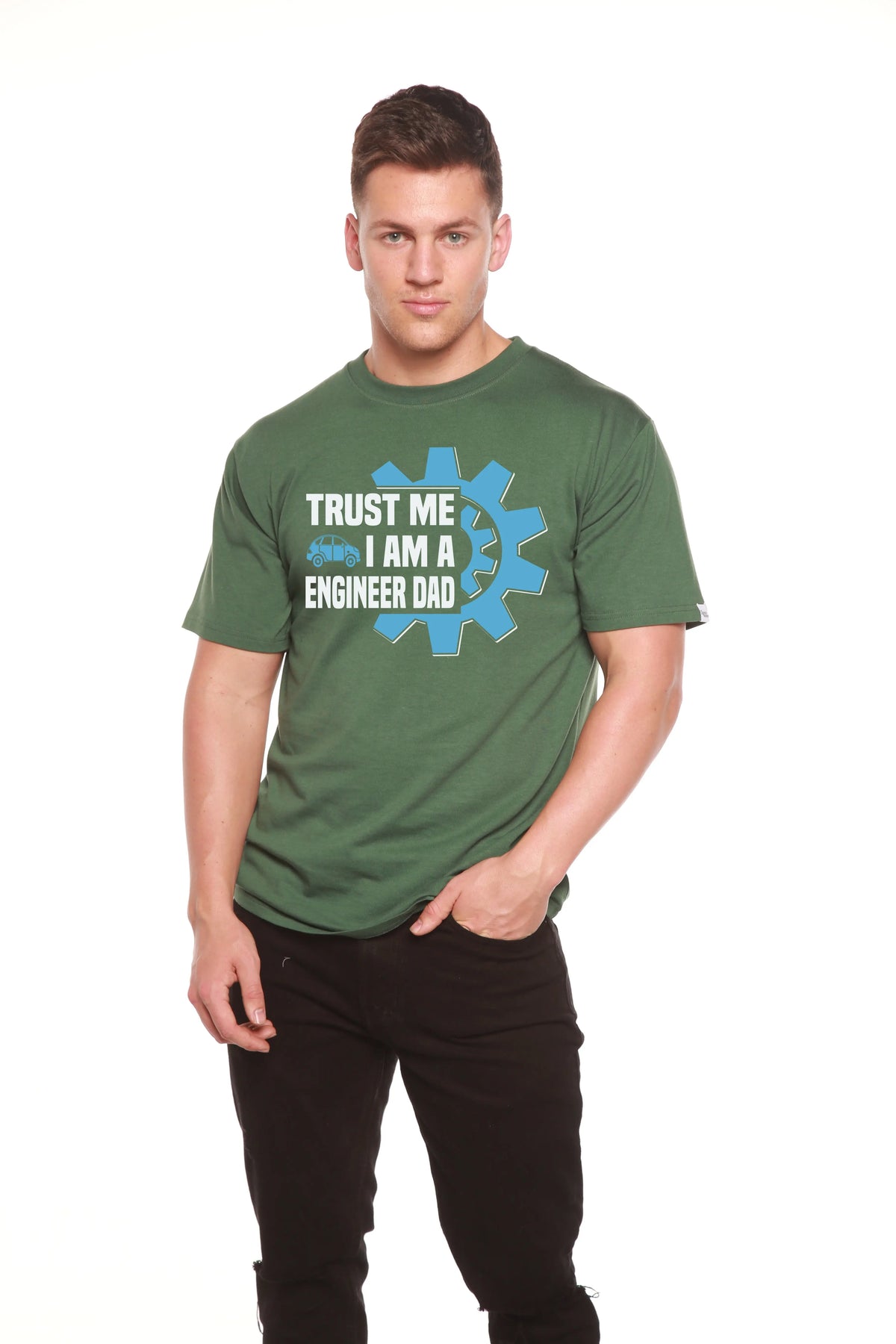 Trust Me I'm a Engineer Dad Men's Bamboo Viscose/Organic Cotton Short Sleeve Graphic T-Shirt Spun Bamboo