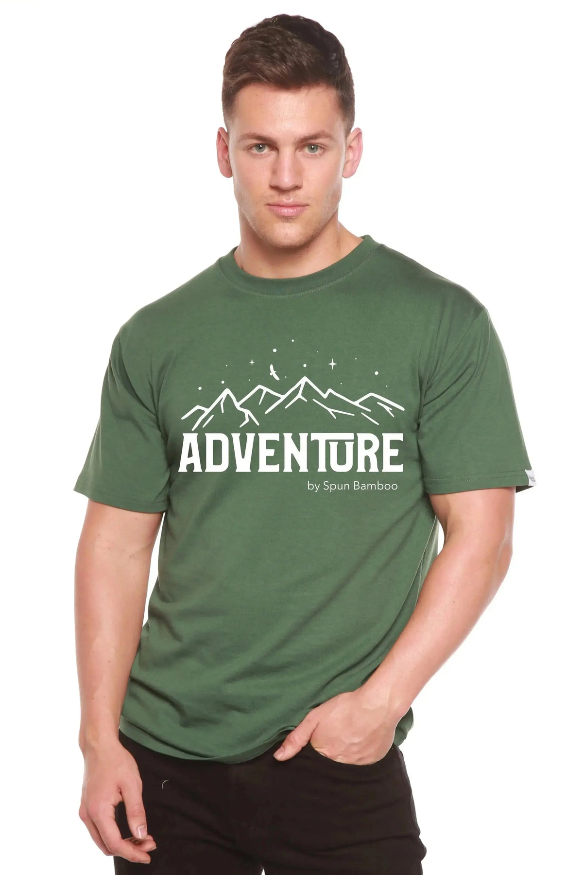 Adventure Printed Men's Bamboo Viscose/Organic Cotton Short Sleeve T-Shirt Spun Bamboo