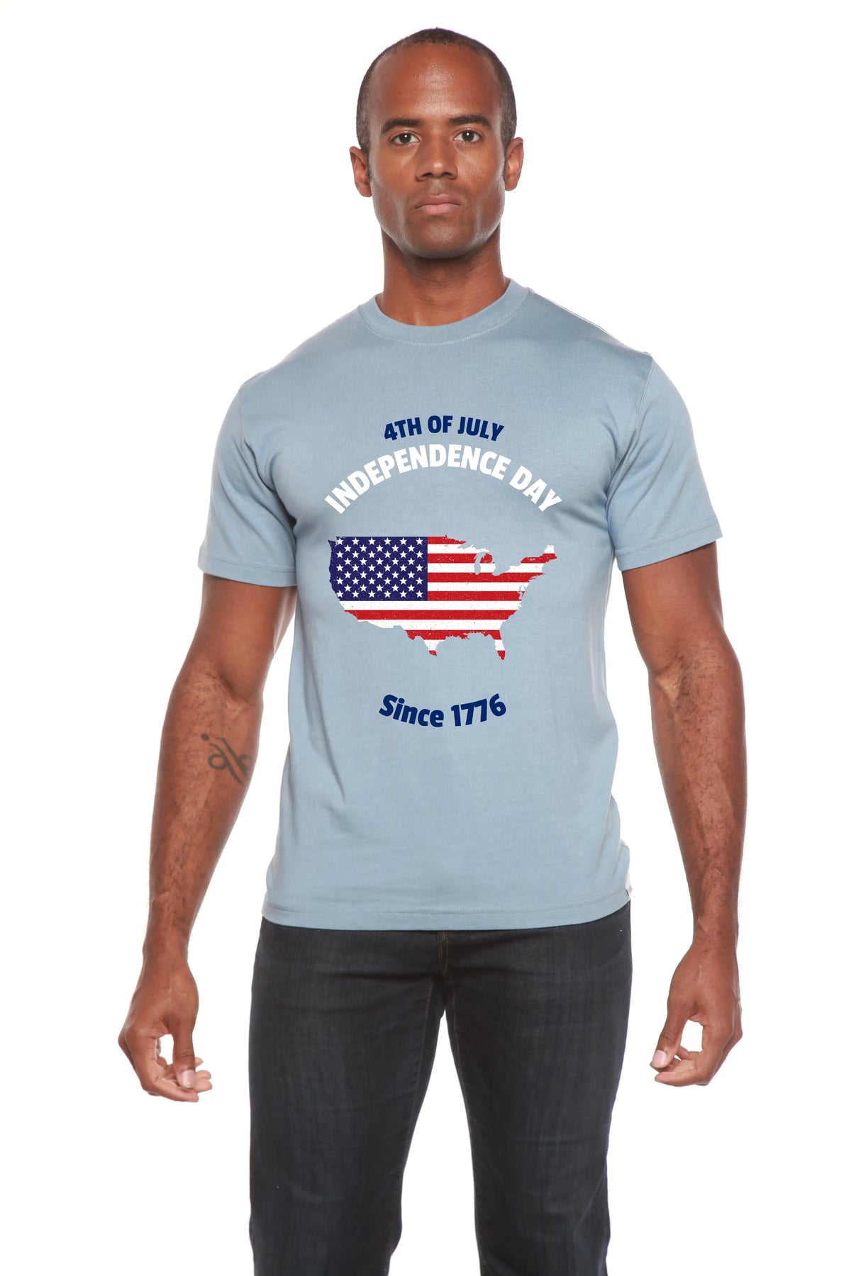 4th of July Men's Bamboo Viscose/Organic Cotton Short Sleeve Graphic T-Shirt Spun Bamboo