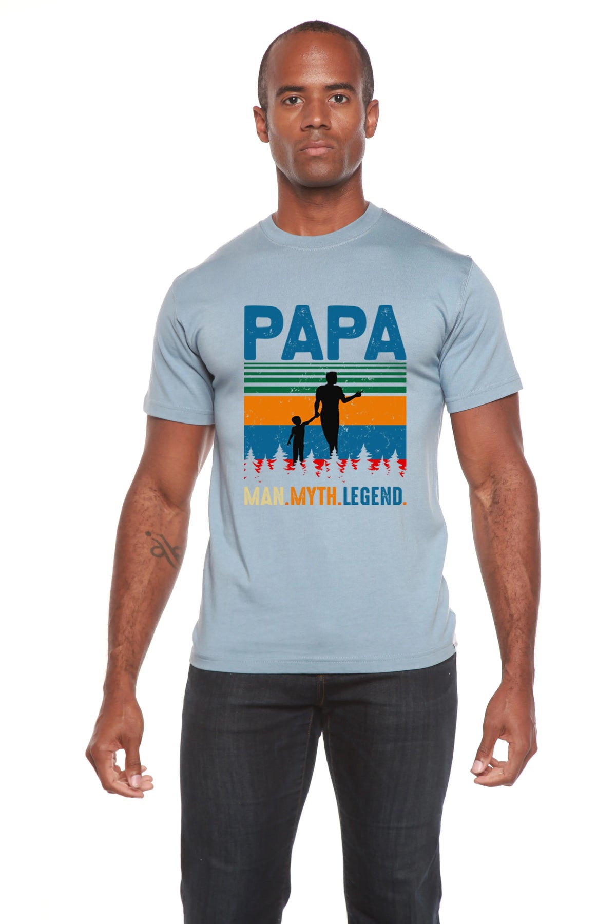 Papa Man, Myth, Legend Men's Bamboo Viscose/Organic Cotton Short Sleeve Graphic T-Shirt Spun Bamboo