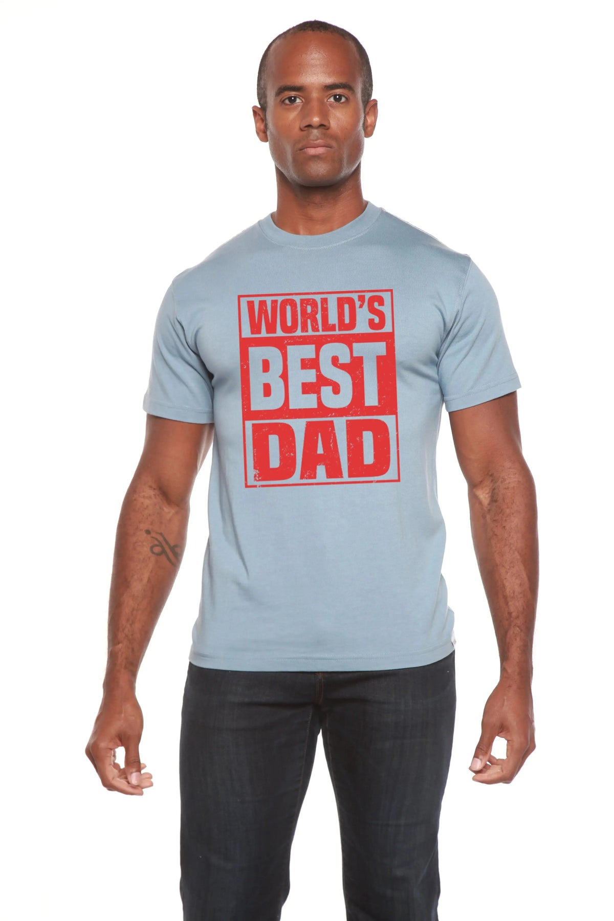 World's Best Dad Men's Bamboo Viscose/Organic Cotton Short Sleeve Graphic T-Shirt Spun Bamboo