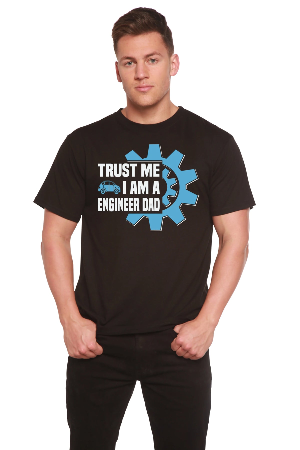 Trust Me I'm a Engineer Dad Men's Bamboo Viscose/Organic Cotton Short Sleeve Graphic T-Shirt Spun Bamboo