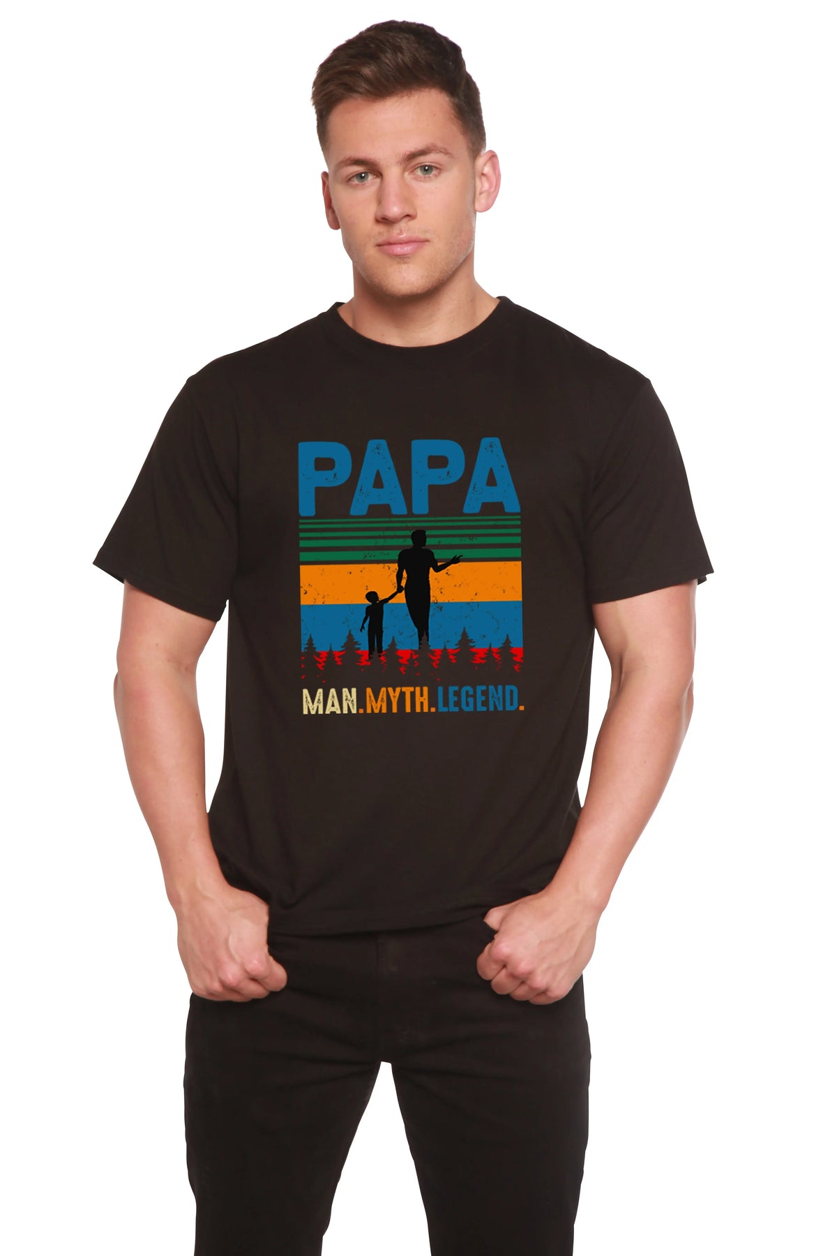 Papa Man, Myth, Legend Men's Bamboo Viscose/Organic Cotton Short Sleeve Graphic T-Shirt Spun Bamboo