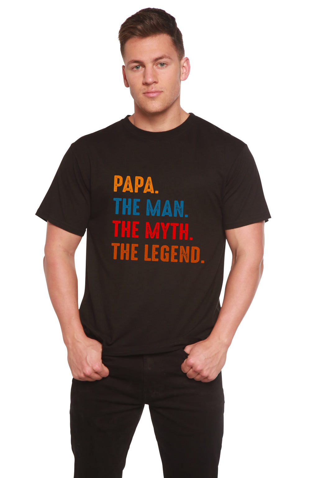 Papa, the Man, the Myth, the Legend Men's Bamboo Viscose/Organic Cotton Short Sleeve Graphic T-Shirt Spun Bamboo