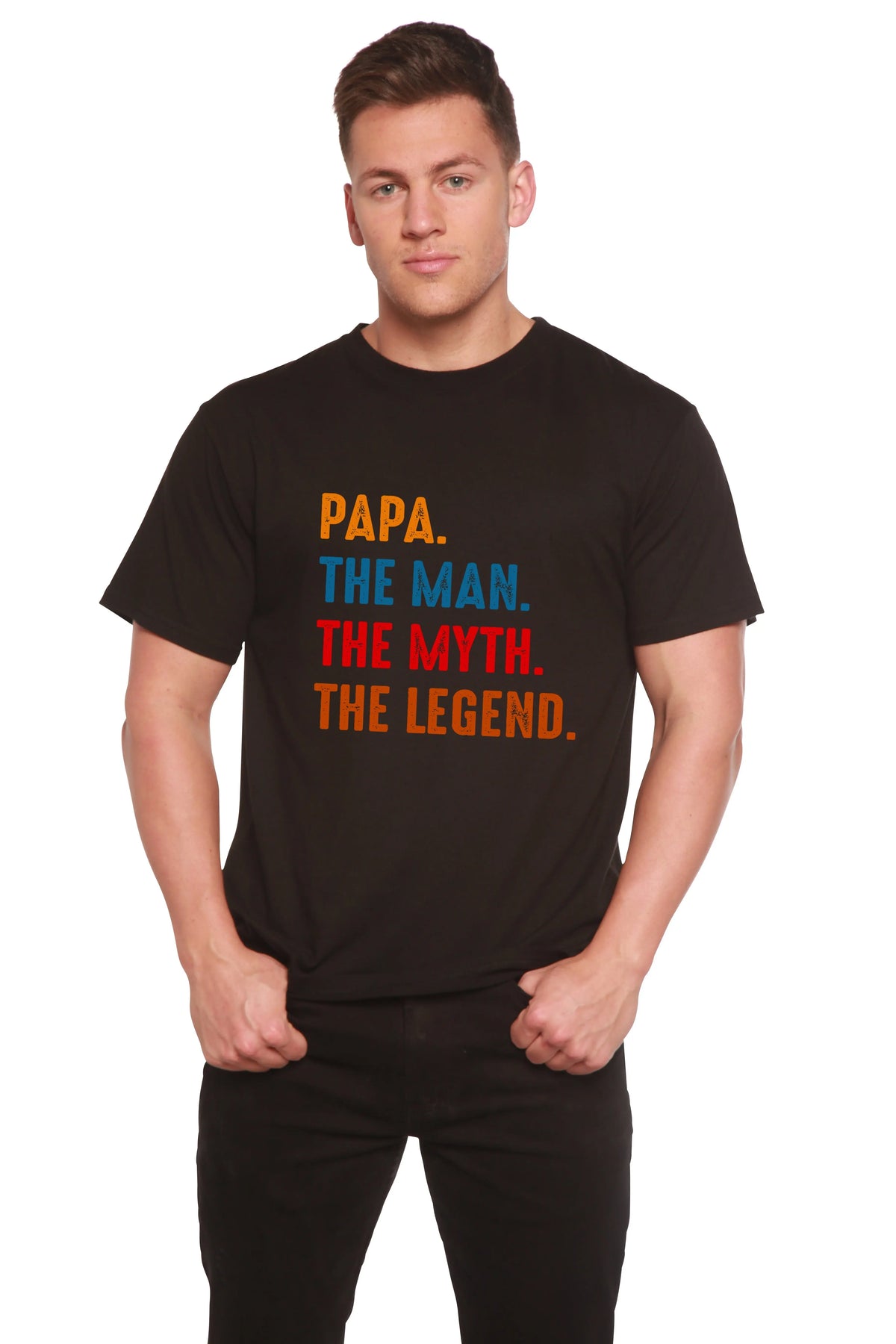 Papa, the Man, the Myth, the Legend Men's Bamboo Viscose/Organic Cotton Short Sleeve Graphic T-Shirt Spun Bamboo