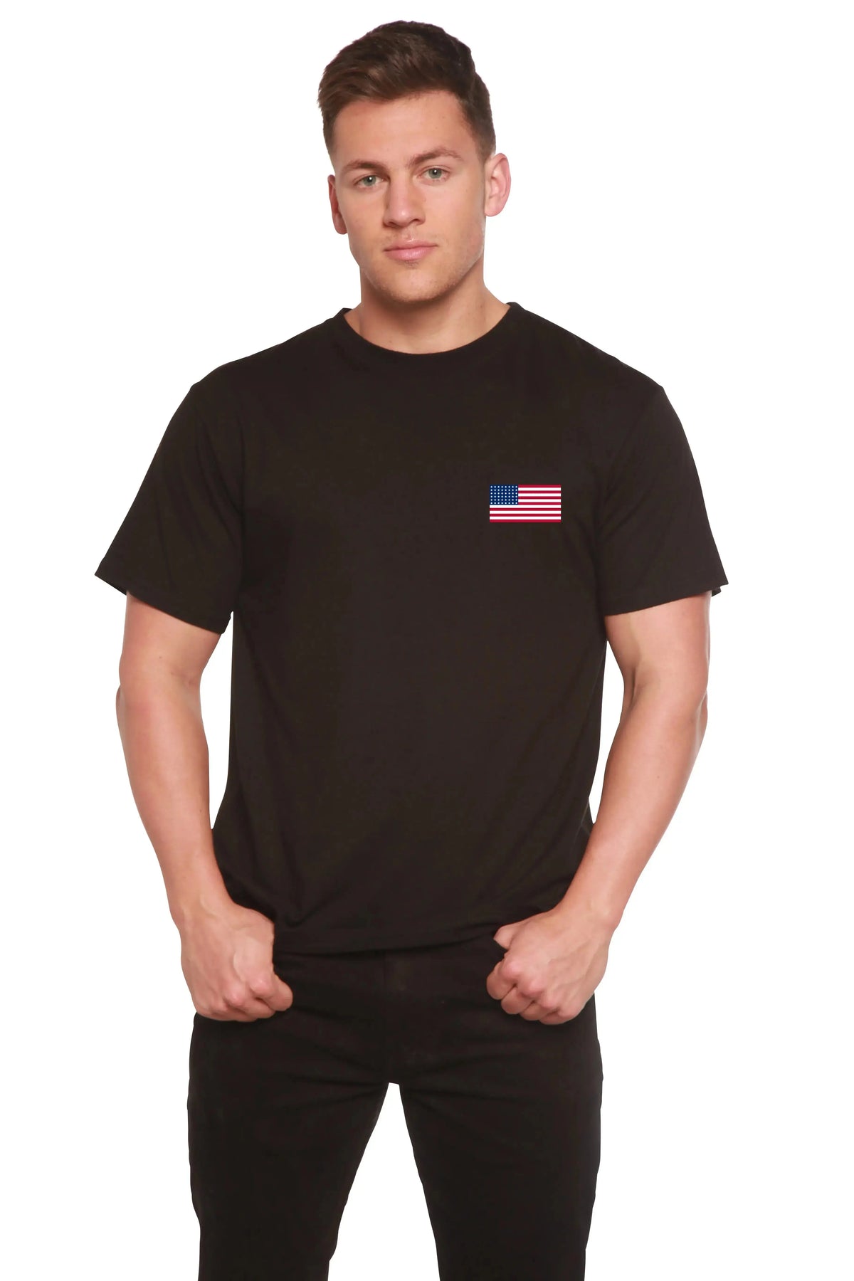 American Flag Men's Bamboo Viscose/Organic Cotton Short Sleeve Graphic T-Shirt Spun Bamboo