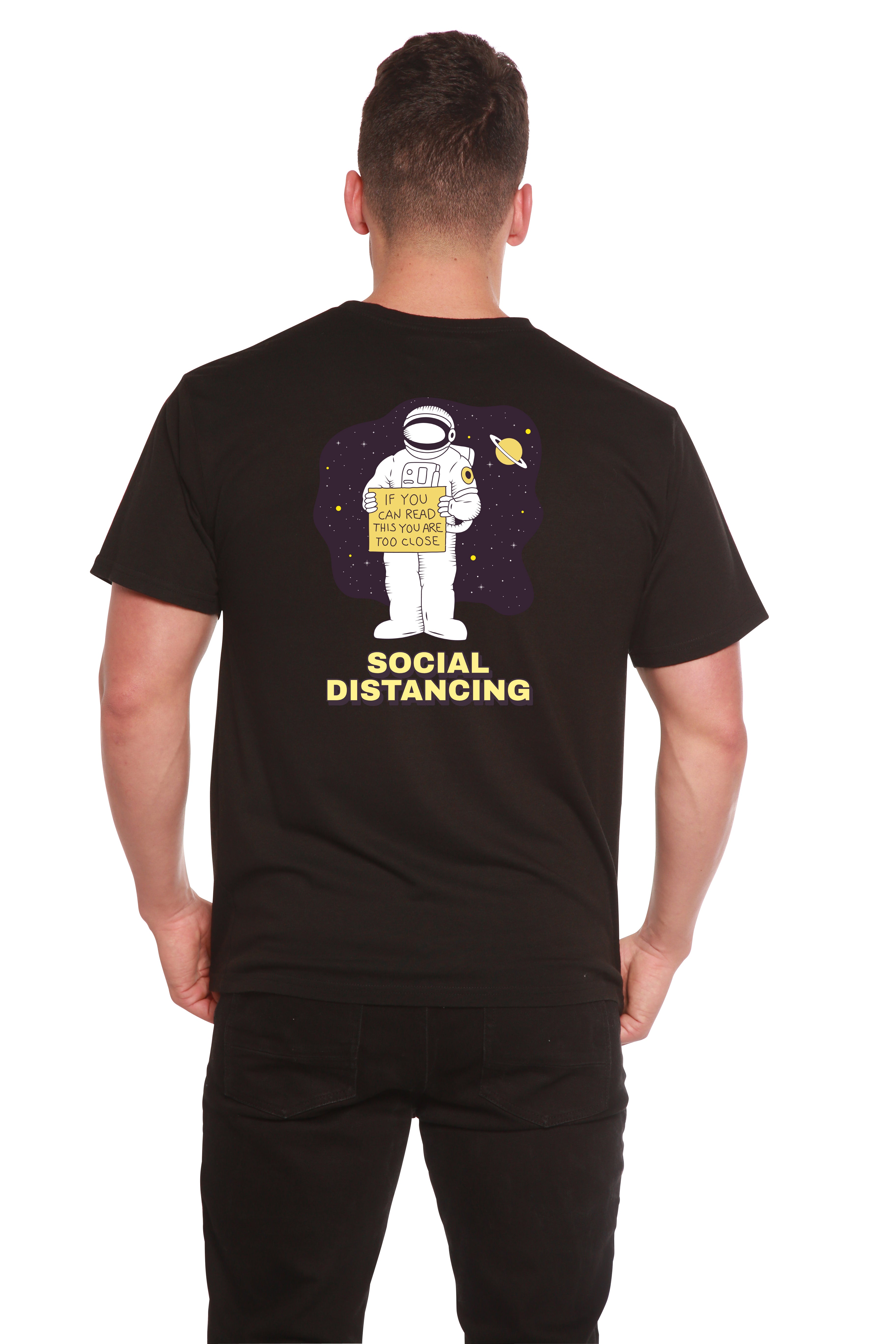 Social Distancing Men's Bamboo Short Sleeve Printed T-Shirt Spun Bamboo