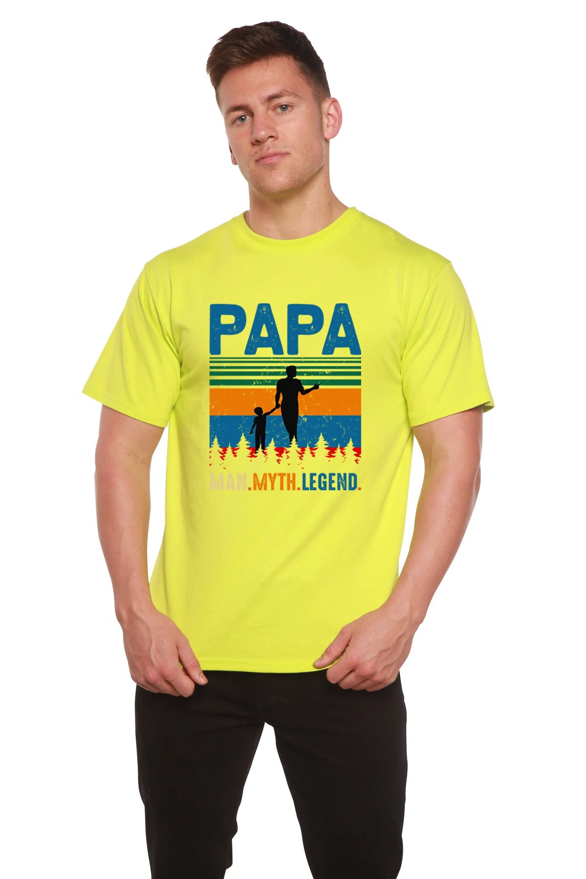Papa Man, Myth, Legend Men's Bamboo Viscose/Organic Cotton Short Sleeve Graphic T-Shirt Spun Bamboo