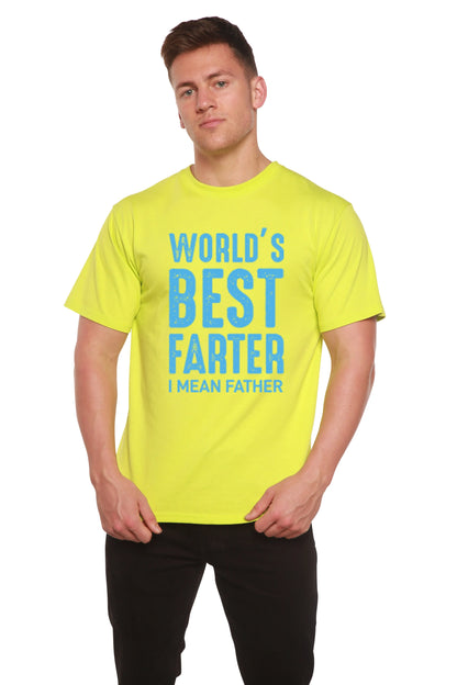 World's Best Farter Men's Bamboo Viscose/Organic Cotton Short Sleeve Graphic T-Shirt Spun Bamboo