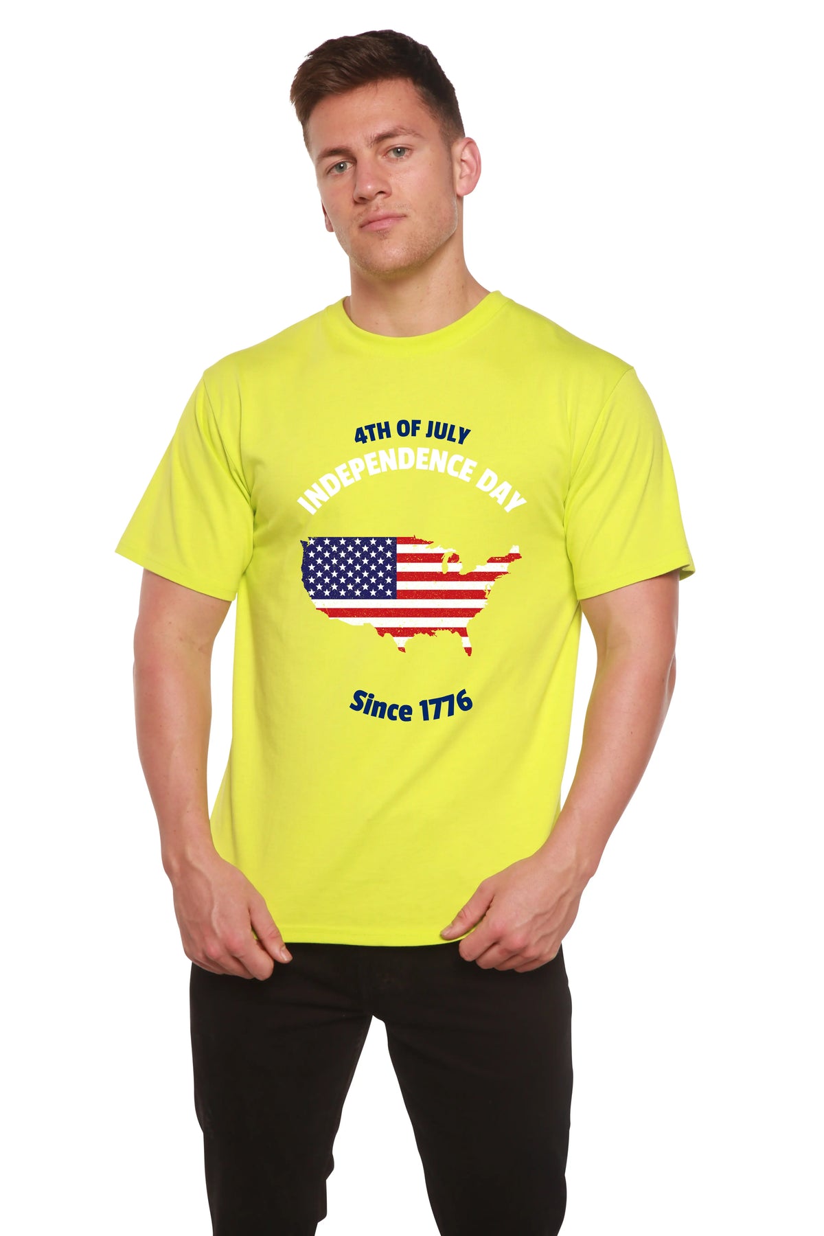 4th of July Men's Bamboo Viscose/Organic Cotton Short Sleeve Graphic T-Shirt Spun Bamboo