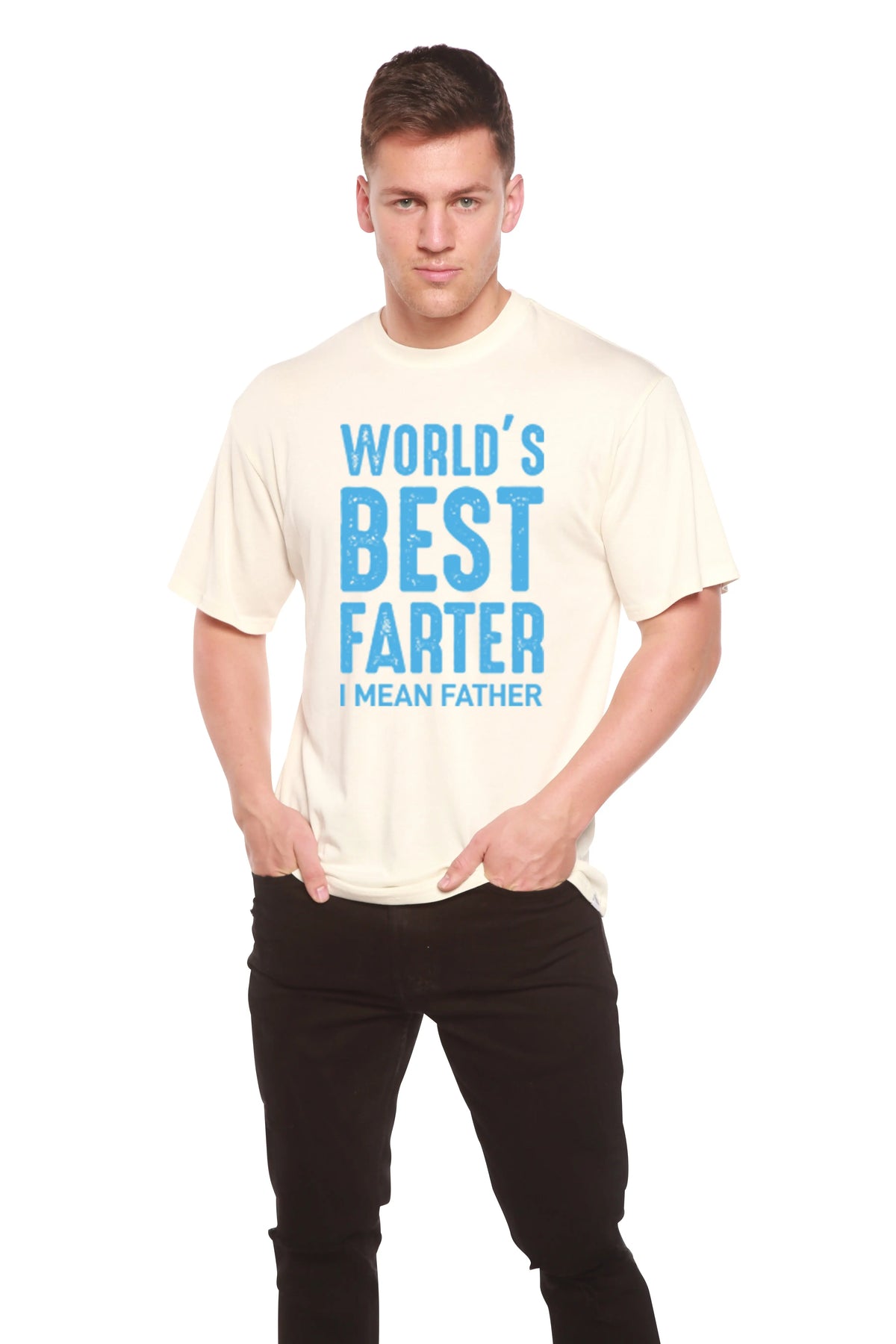 World's Best Farter Men's Bamboo Viscose/Organic Cotton Short Sleeve Graphic T-Shirt Spun Bamboo