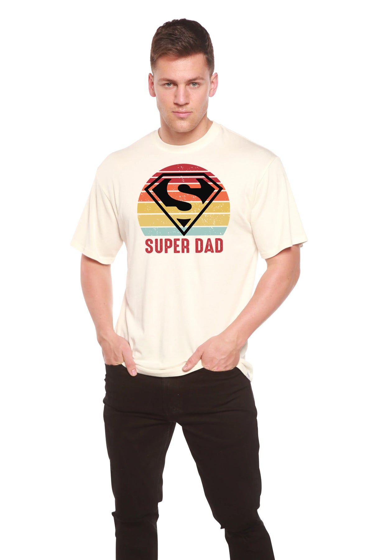 Super Dad Men's Bamboo Viscose/Organic Cotton Short Sleeve Graphic T-Shirt Spun Bamboo