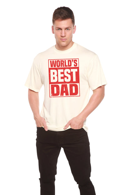 World's Best Dad Men's Bamboo Viscose/Organic Cotton Short Sleeve Graphic T-Shirt Spun Bamboo