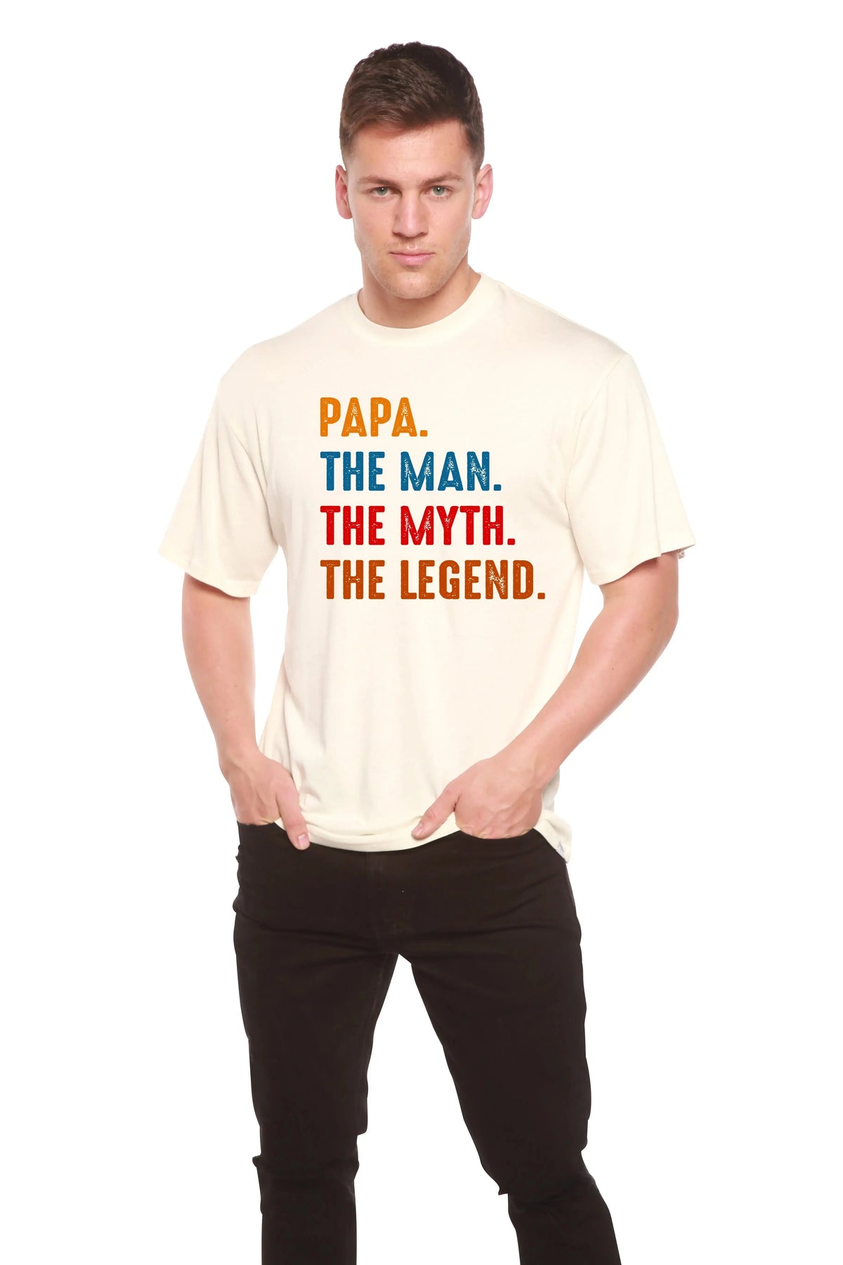 Papa, the Man, the Myth, the Legend Men's Bamboo Viscose/Organic Cotton Short Sleeve Graphic T-Shirt Spun Bamboo