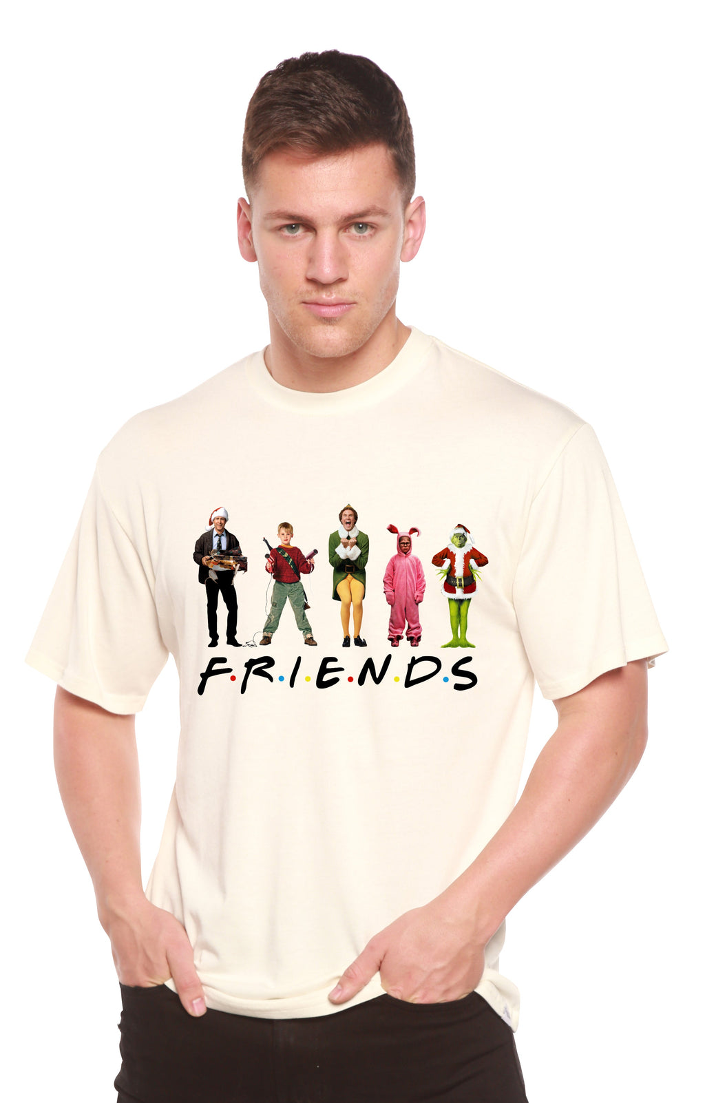 Funny Christmas Movies Printed Men's Bamboo T-Shirt Spun Bamboo