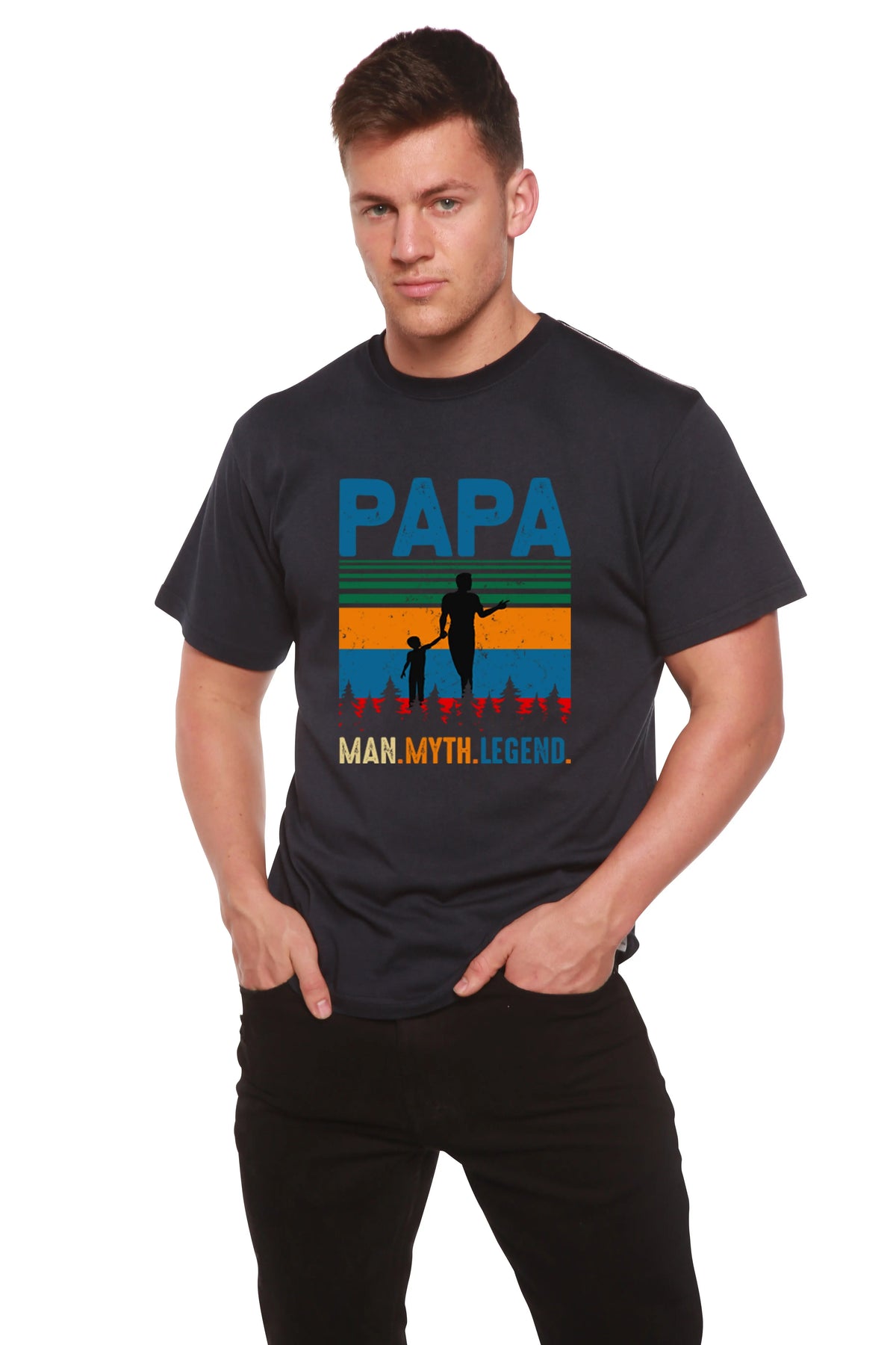 Papa Man, Myth, Legend Men's Bamboo Viscose/Organic Cotton Short Sleeve Graphic T-Shirt Spun Bamboo