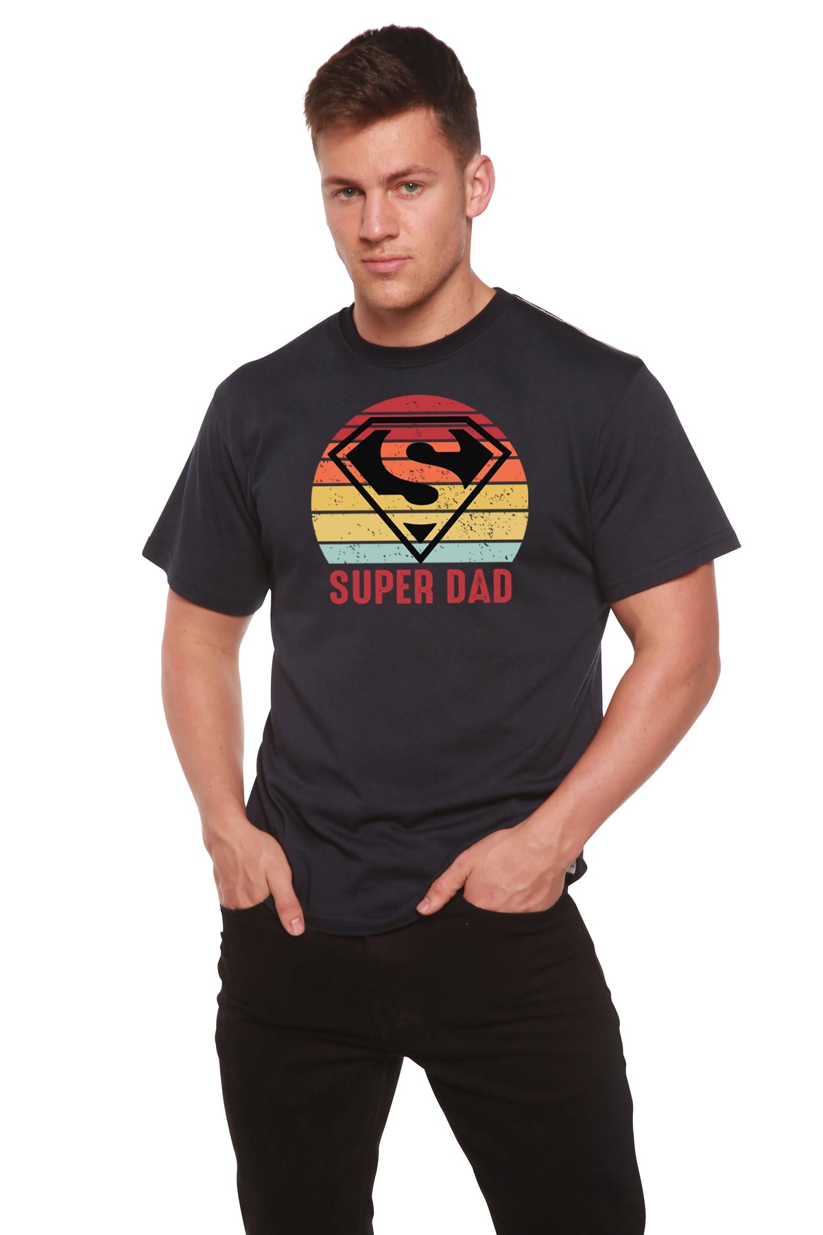 Super Dad Men's Bamboo Viscose/Organic Cotton Short Sleeve Graphic T-Shirt Spun Bamboo