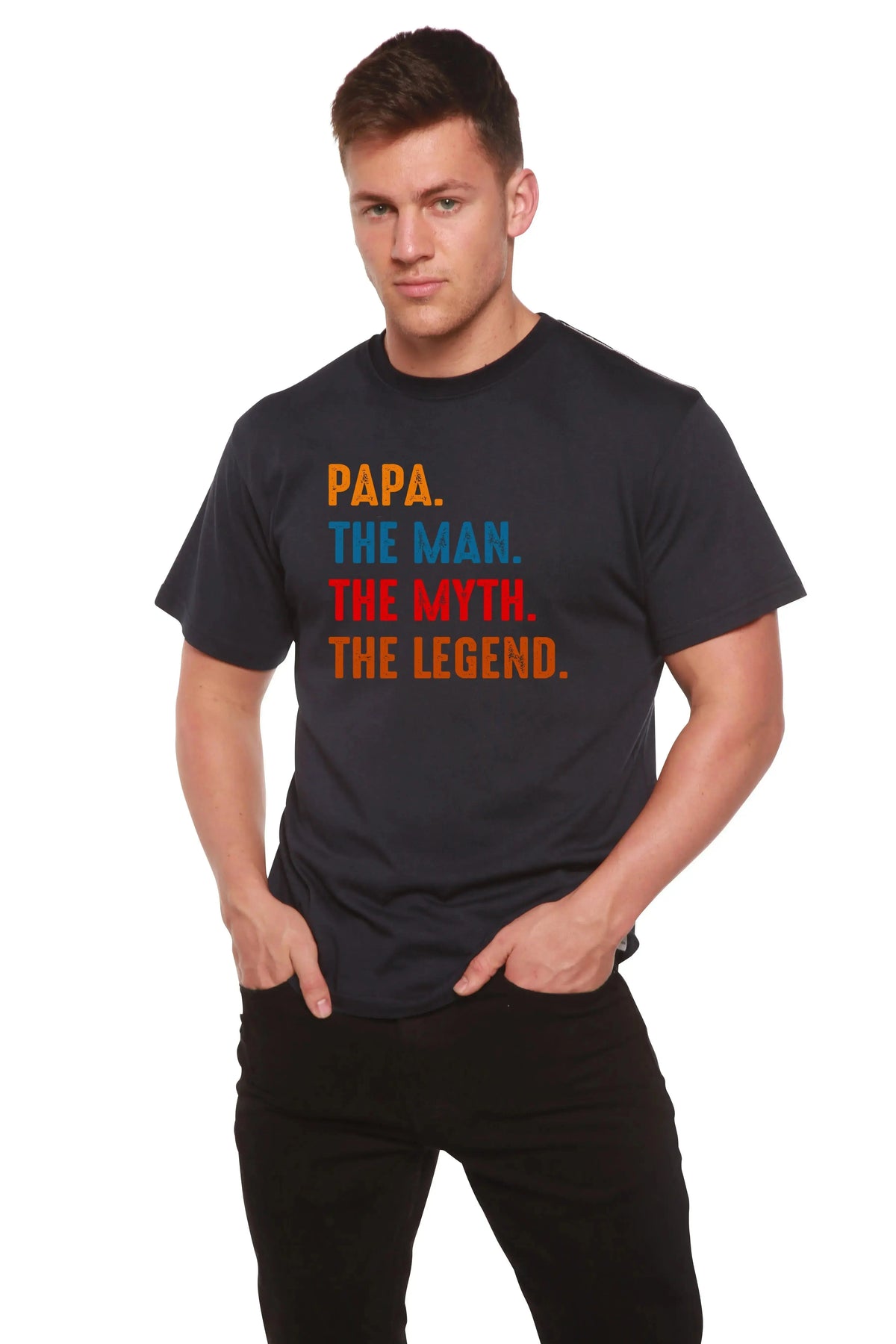 Papa, the Man, the Myth, the Legend Men's Bamboo Viscose/Organic Cotton Short Sleeve Graphic T-Shirt Spun Bamboo