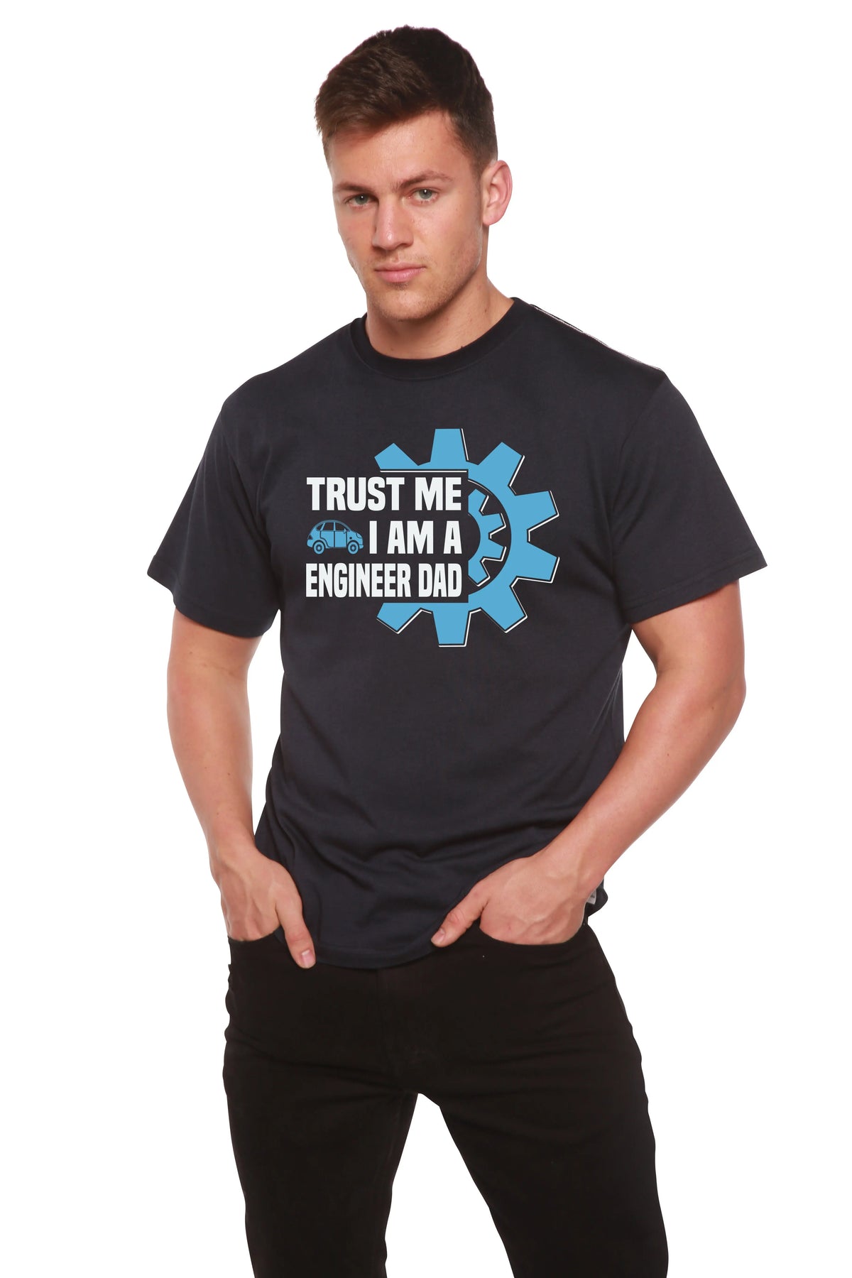 Trust Me I'm a Engineer Dad Men's Bamboo Viscose/Organic Cotton Short Sleeve Graphic T-Shirt Spun Bamboo