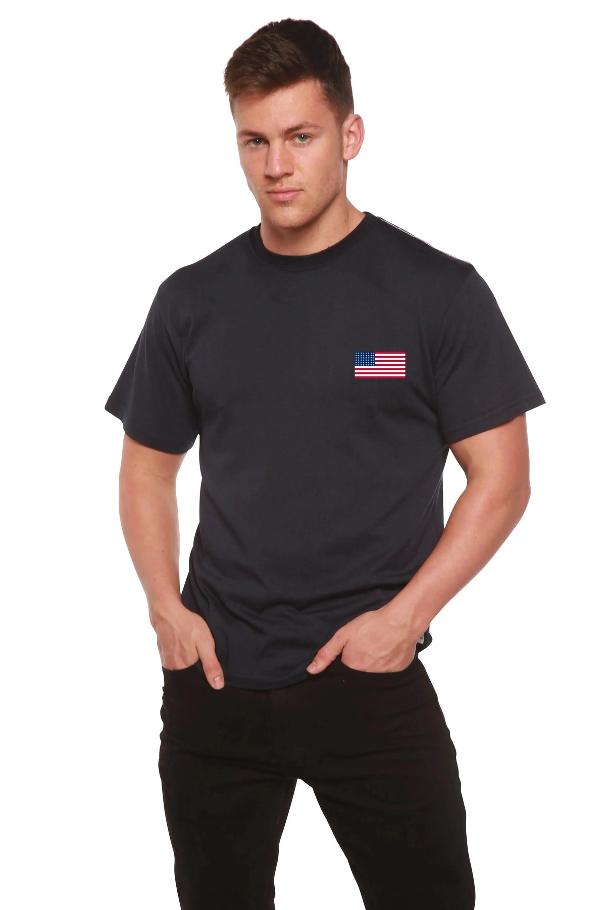 American Flag Men's Bamboo Viscose/Organic Cotton Short Sleeve Graphic T-Shirt Spun Bamboo