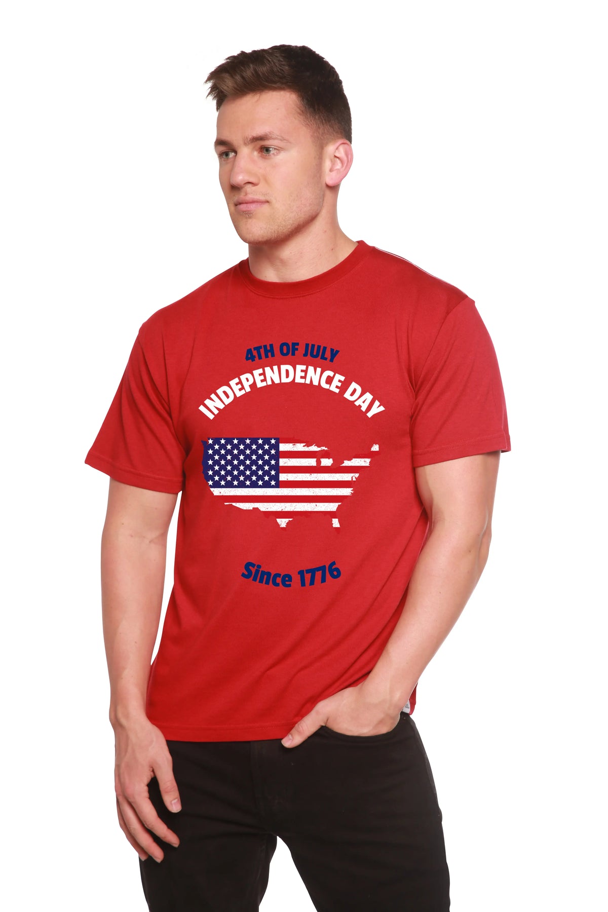 4th of July Men's Bamboo Viscose/Organic Cotton Short Sleeve Graphic T-Shirt Spun Bamboo